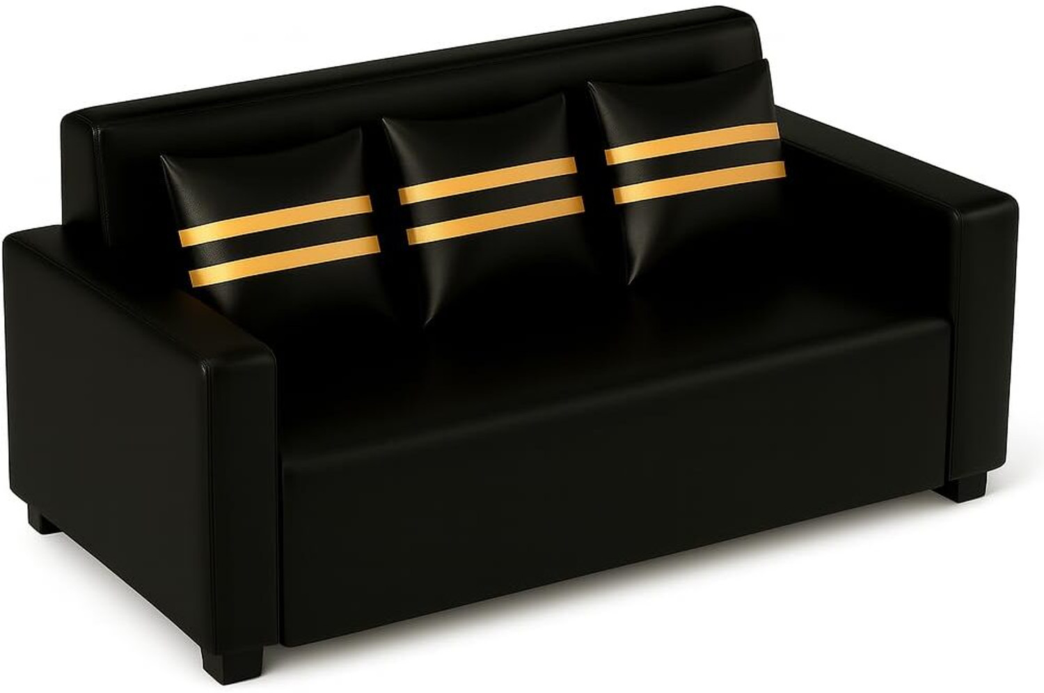 Image of Flipkart Perfect Homes Exico 3s Black Leatherette 3 Seater Sofa