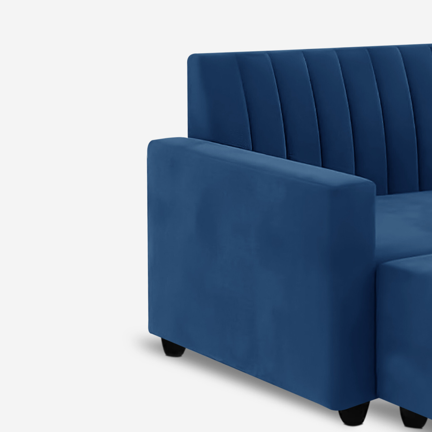 Image of Dr Smith Premium L-Shape Fabric Sofa Set with Two Lounger | Modern Channel-Tufted Design Fabric 5 Seater Sofa