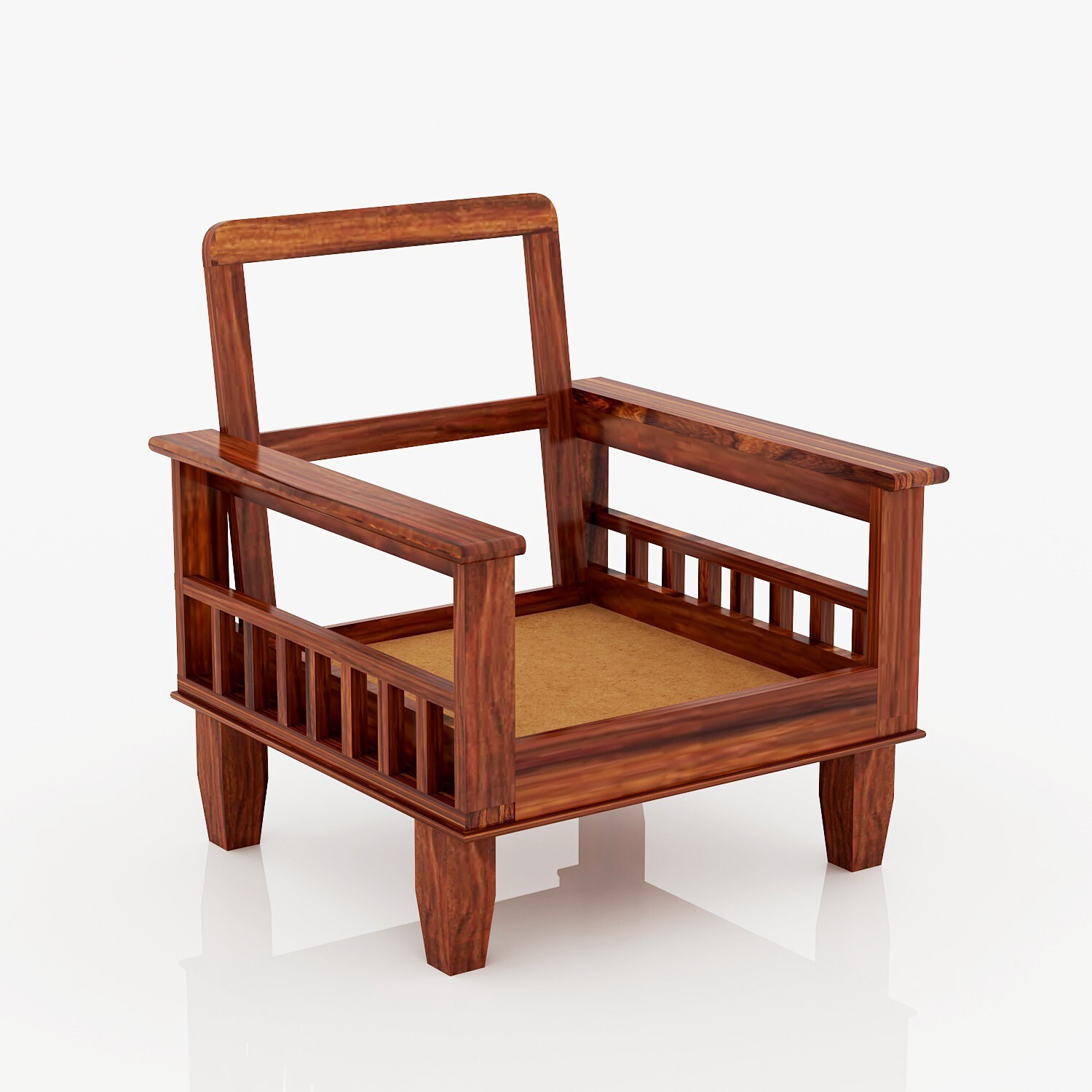 Image of Kendalwood Furniture Solid Wood 1 Seater Wooden Sofa set for living Room Furniture Fabric 1 Seater Sofa