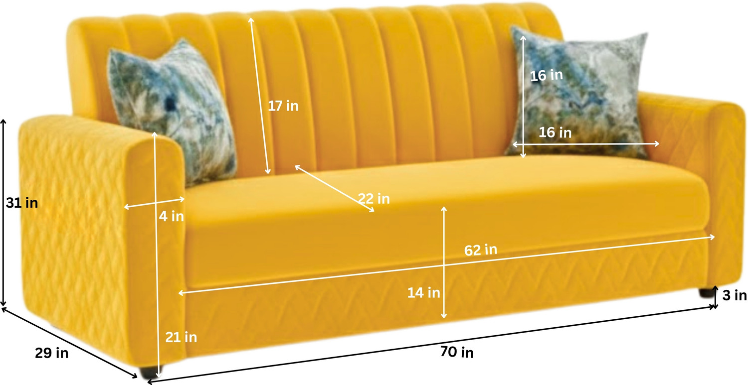 Image of WAKESURE Premium Quality Velvet Fabric 3 Seater Sofa