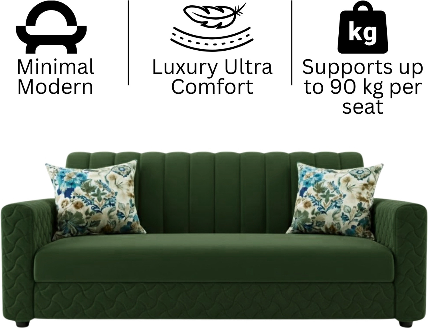 Image of WAKESURE Fabric 3 Seater Sofa