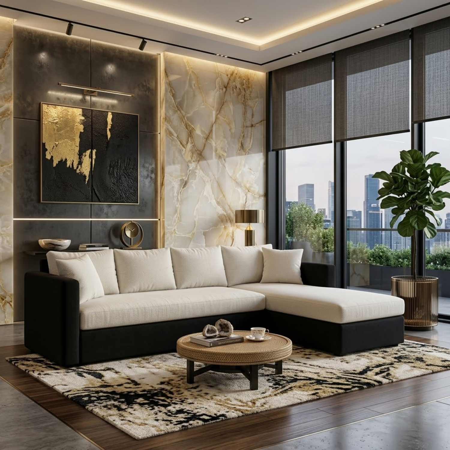 Image of Flipkart Perfect Homes Premium Quality L Shape RHS Velvet Fabric 6 Seater Sofa