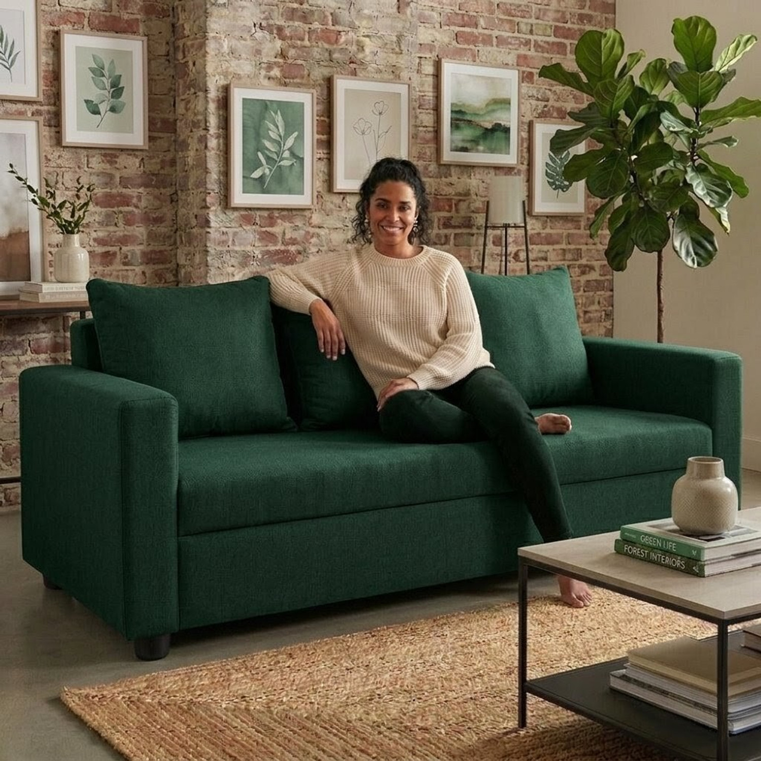 Image of Flipkart Perfect Homes Fabric 3 Seater Sofa