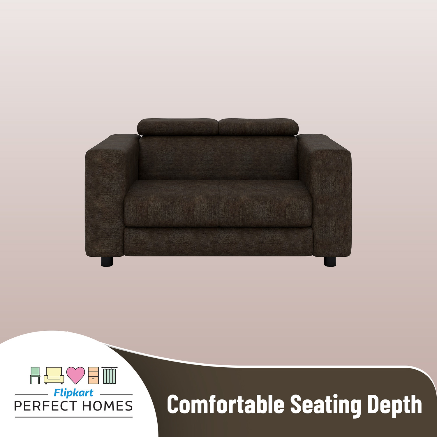 Image of Flipkart Perfect Homes Heaven Fabric 2 Seater Sofa
