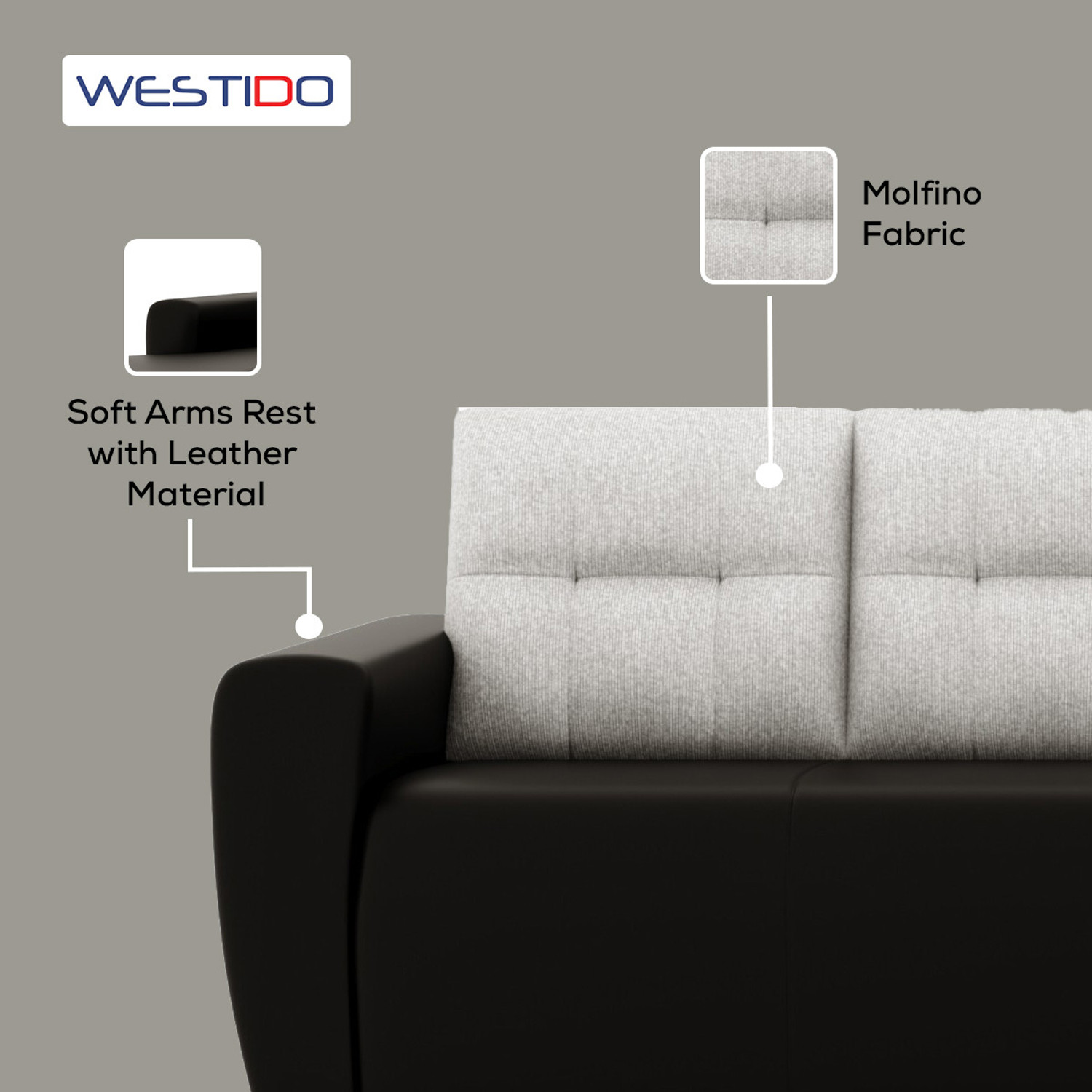 Image of WESTIDO Cysrus Leatherette 6 Seater Sofa