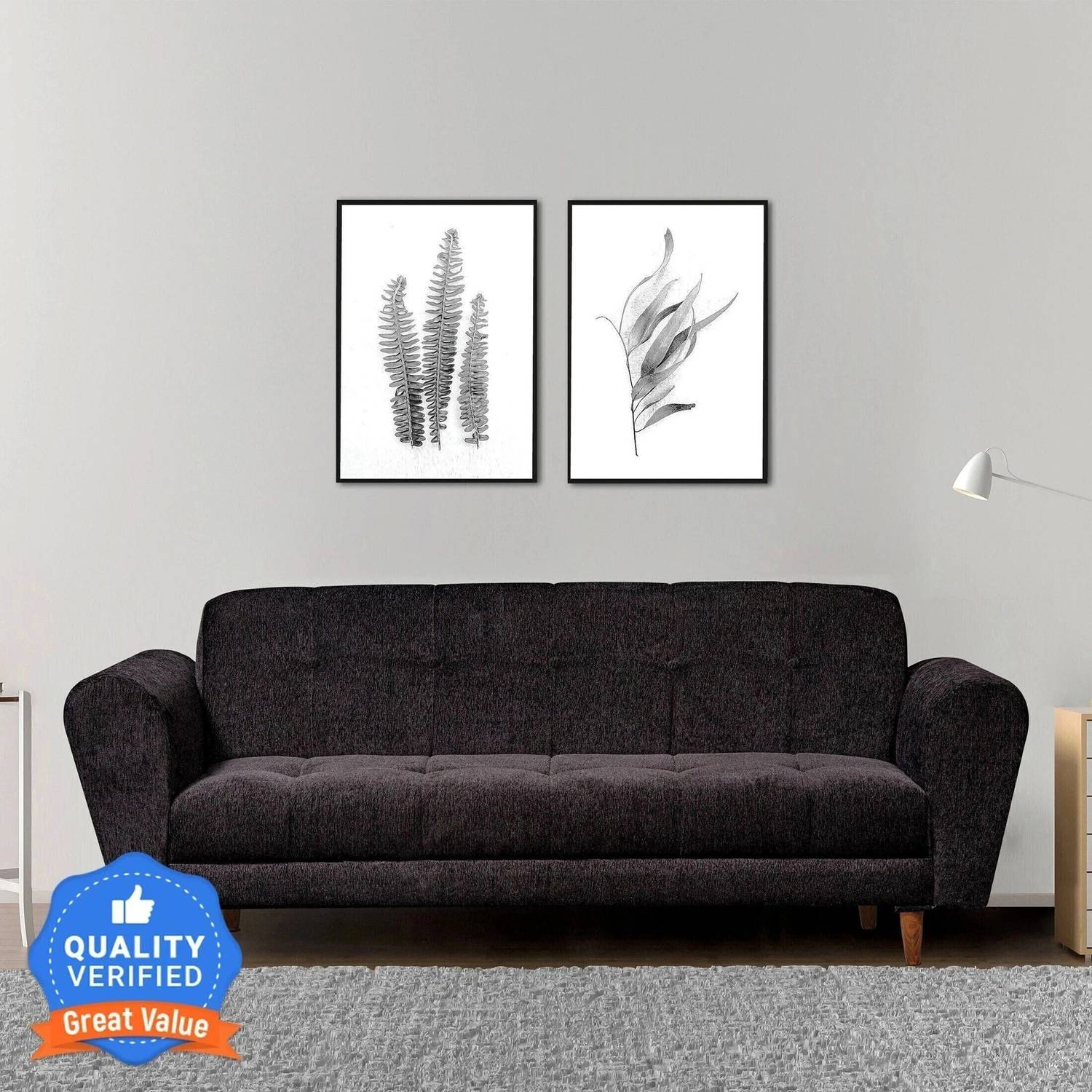 Seventh Heaven Seventh Heaven Milan 3 Seater Sofa, Extra Spacious, Chenille Molfino Fabric Fabric 3 Seater Sofa