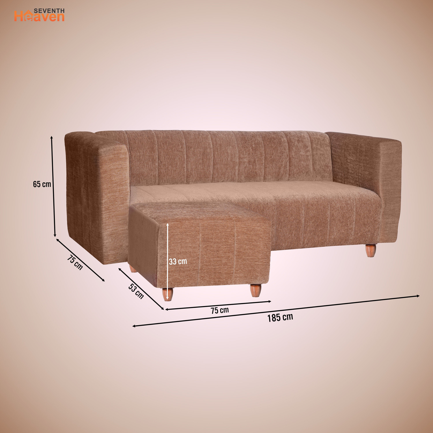 Image of Seventh Heaven Tokyo with 1 Ottoman, Chenille Molfino Fabric 4 Seater Sofa