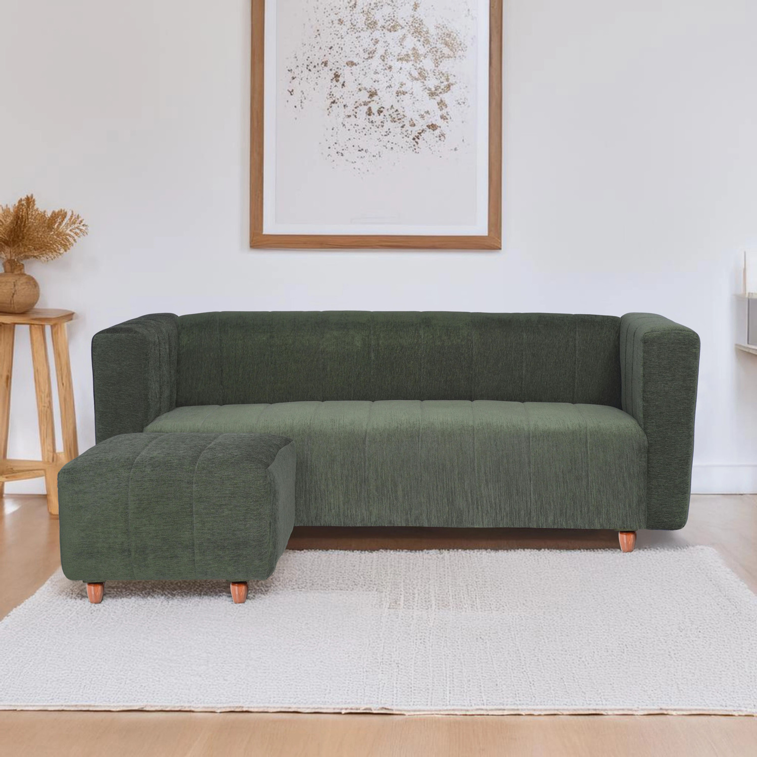 Image of Seventh Heaven Tokyo with 1 Ottoman, Chenille Molfino Fabric Fabric 4 Seater Sofa