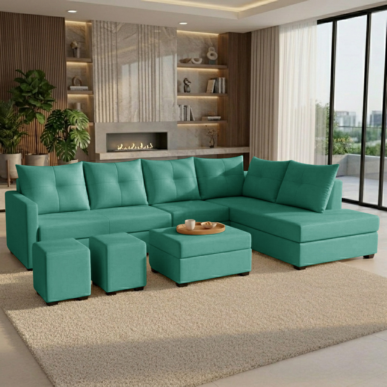 Image of Flipkart Perfect Homes SOFEE Fabric 8 Seater Sofa