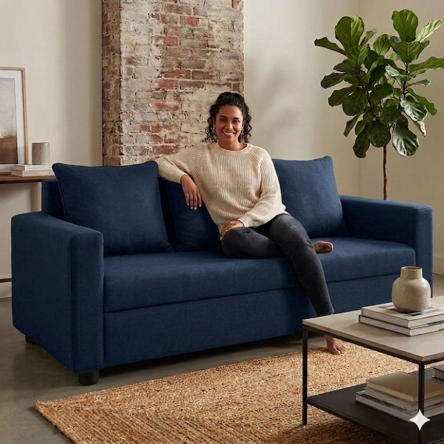 Image of Flipkart Perfect Homes Seetar Fabric 3 Seater Sofa