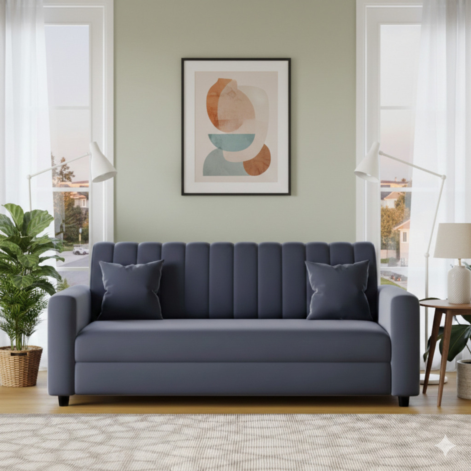 Image of FSS sofa gery set 3 seater Solid Wood 2 + 1 Sofa Set