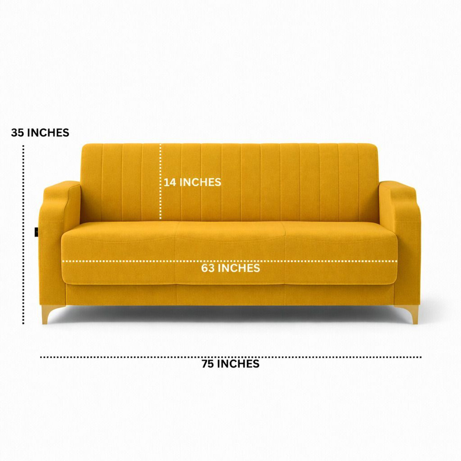 Image of BambooBay Stark 3+1 Sofa Set - Mustard Yellow Fabric 3 + 1 Sofa Set