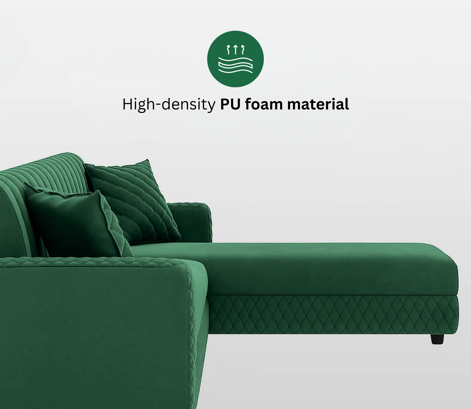 Image of WAKESURE Premium Quality L Shape RHS 6 Seater Velvet Fabric 3 + 2 + 1 Sofa Set (Bottle Green, DIY(Do-It-Yourself))