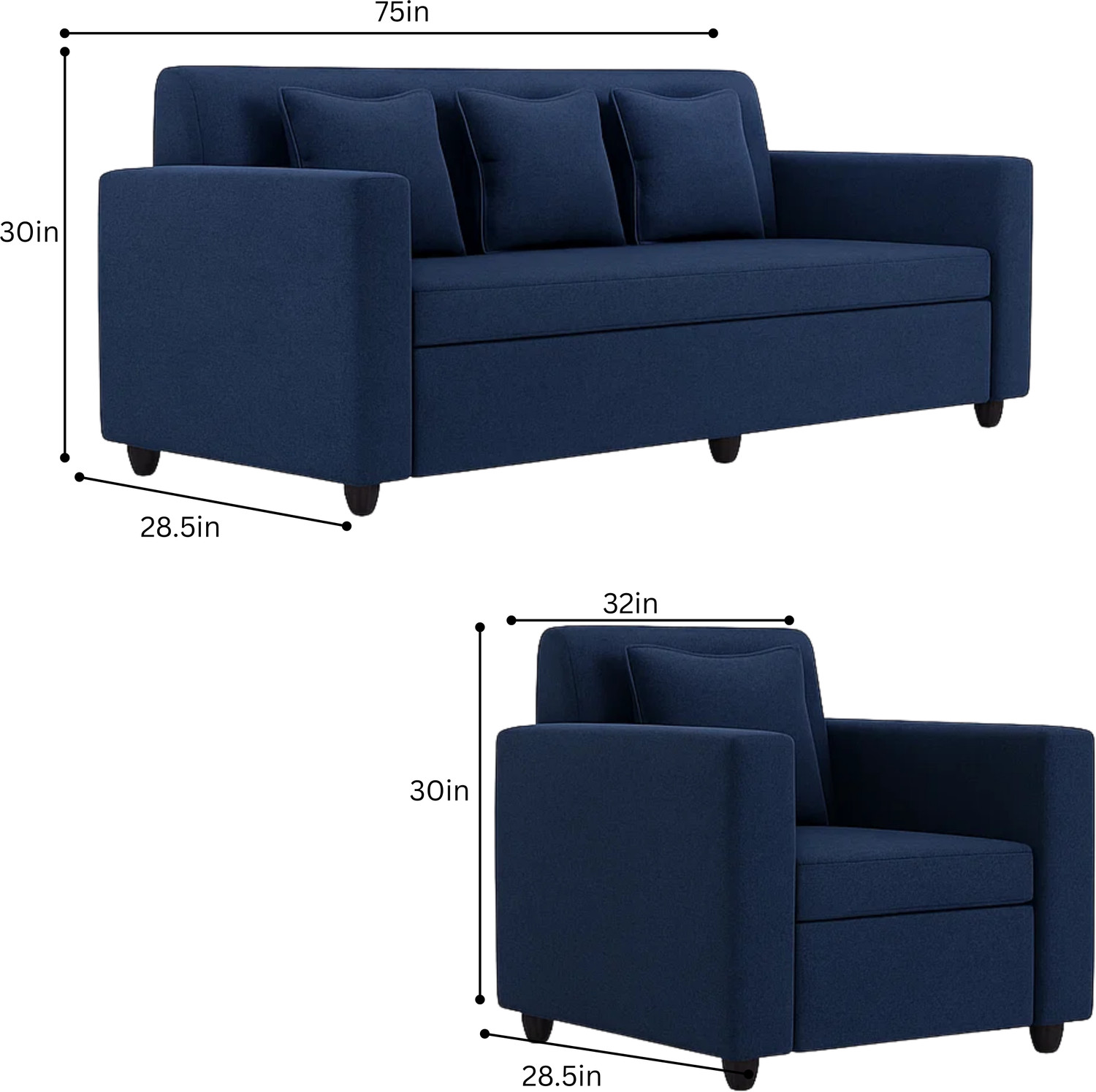Image of WAKESURE Premium Quality (3 Seater + 1 Seater ) With Ottoman Jute Fabric 3 + 1 + 1 Sofa Set