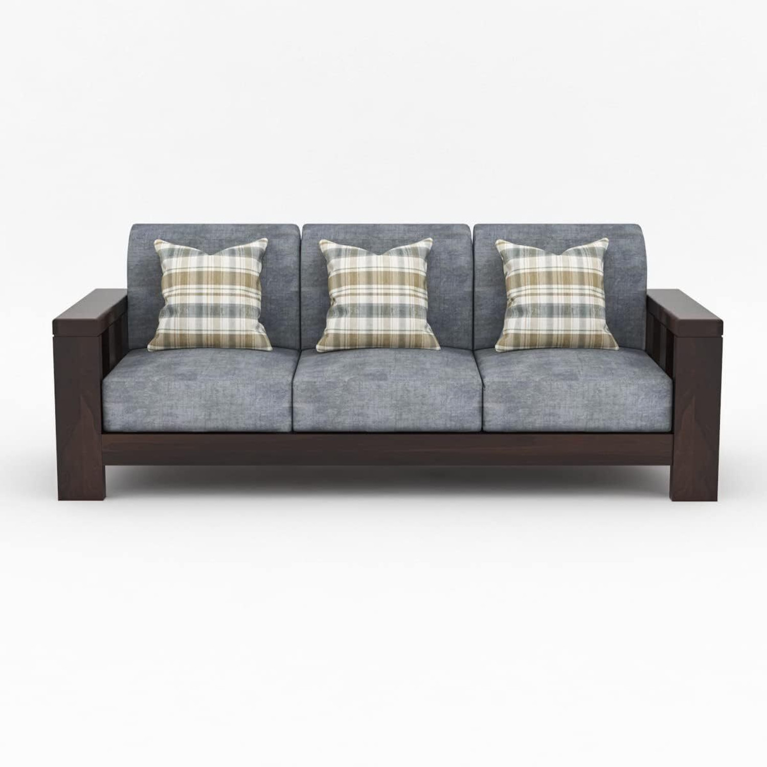 Image of NATRAJ ART & CRAFT Sheesham Wood 5 Seater Sofa Set for Home & Office Fabric 3 + 1 + 1 Sofa Set (Walnut Finish, DIY(Do-It-Yourself))
