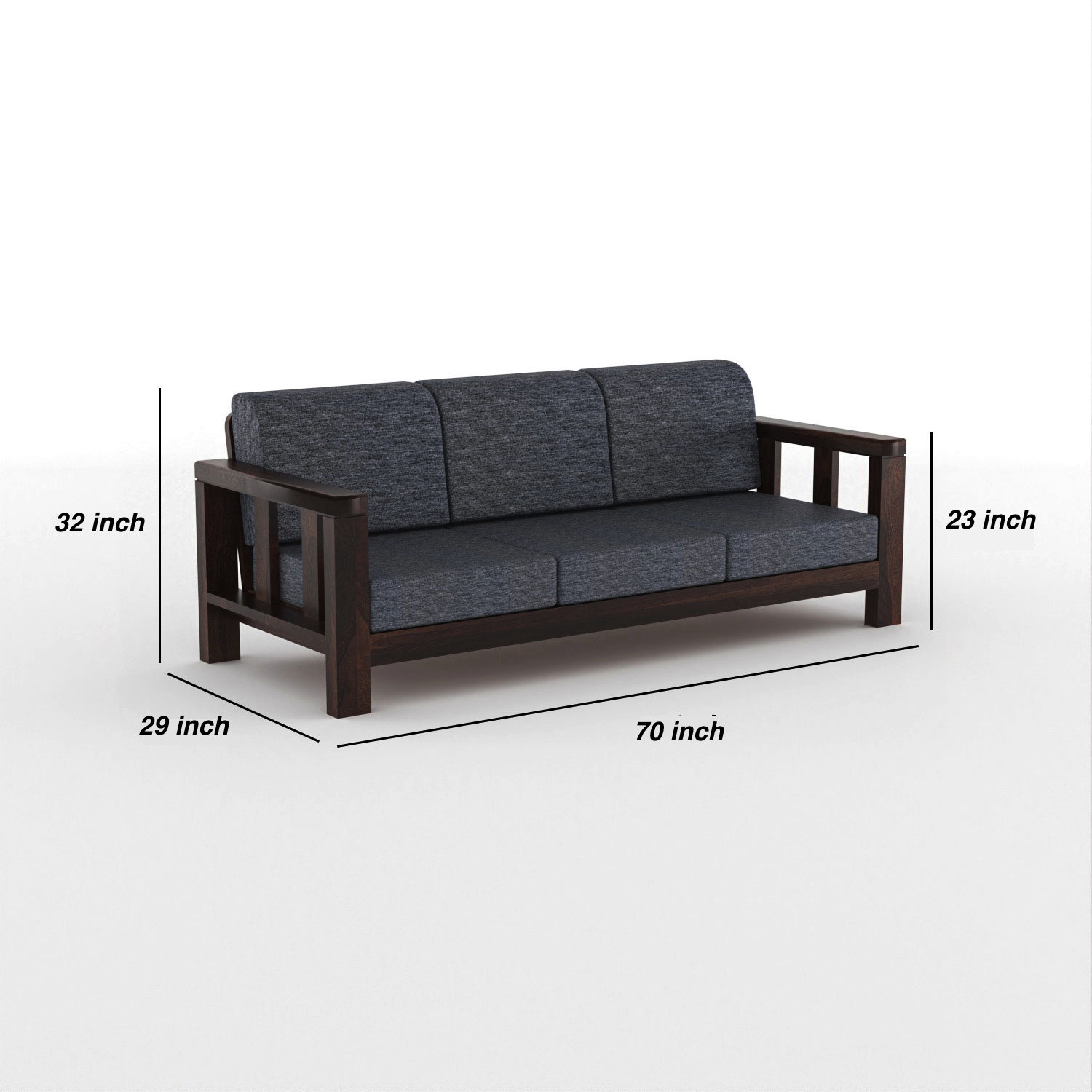 Image of Taskwood Furniture Solid Sheesham Wooden For Living Room, Cafe Fabric 3 + 1 + 1 Sofa Set