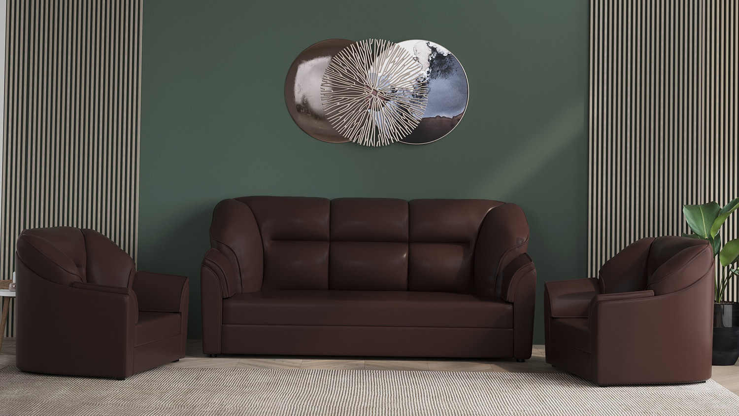 Image of WESTIDO Cyrus Leatherette 3 + 1 + 1 Sofa Set