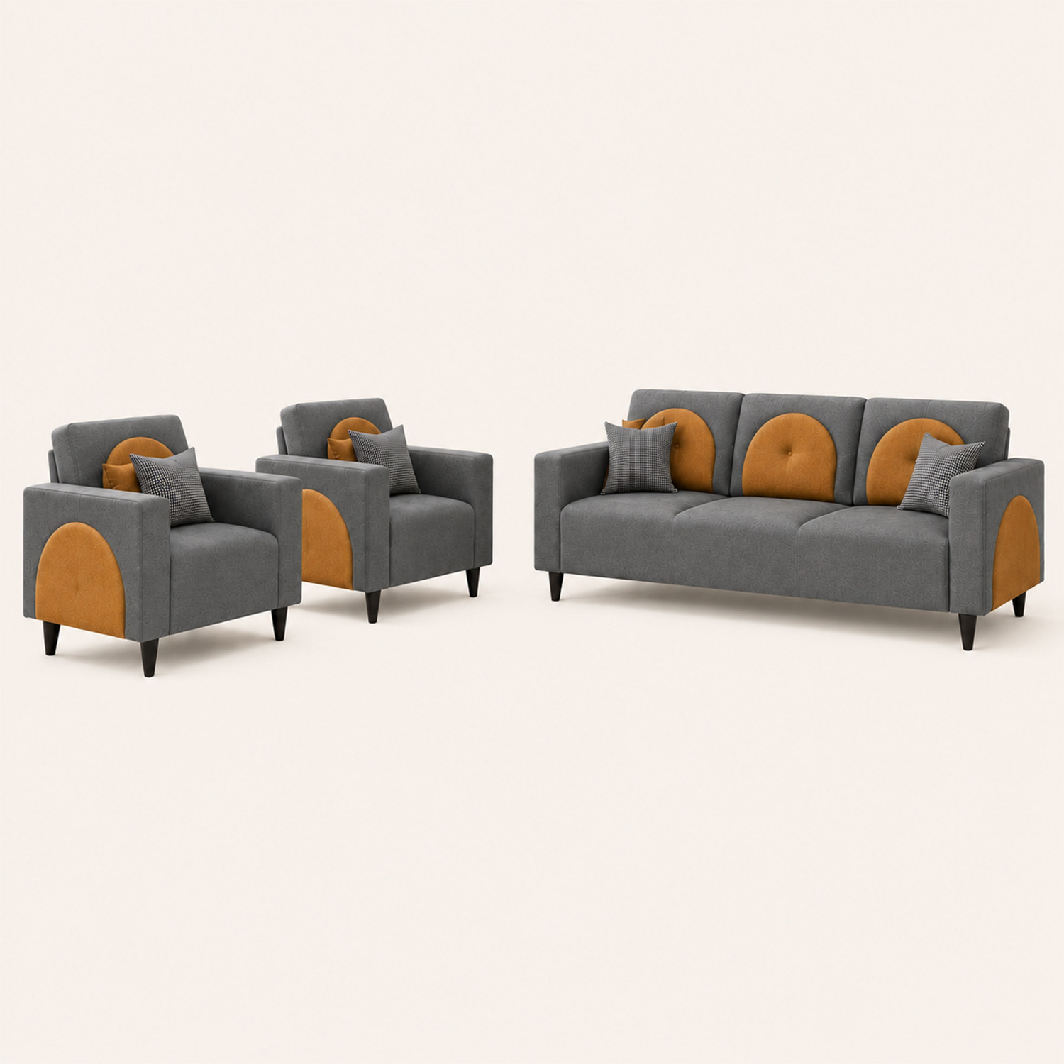 Image of Interio by Godrej Windle Premium Quality Fabric 3 + 1 + 1 Sofa Set