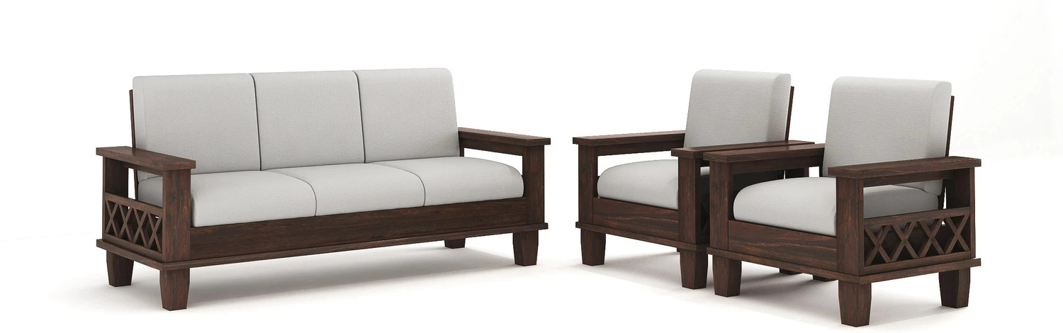 Image of Flipkart Perfect Homes solid Wood Sofa Set /Wooden Sofa Set For Home Fabric 3 + 1 + 1 Sofa Set (PROVINATION TEAK FINISH X, DIY(Do-It-Yourself))