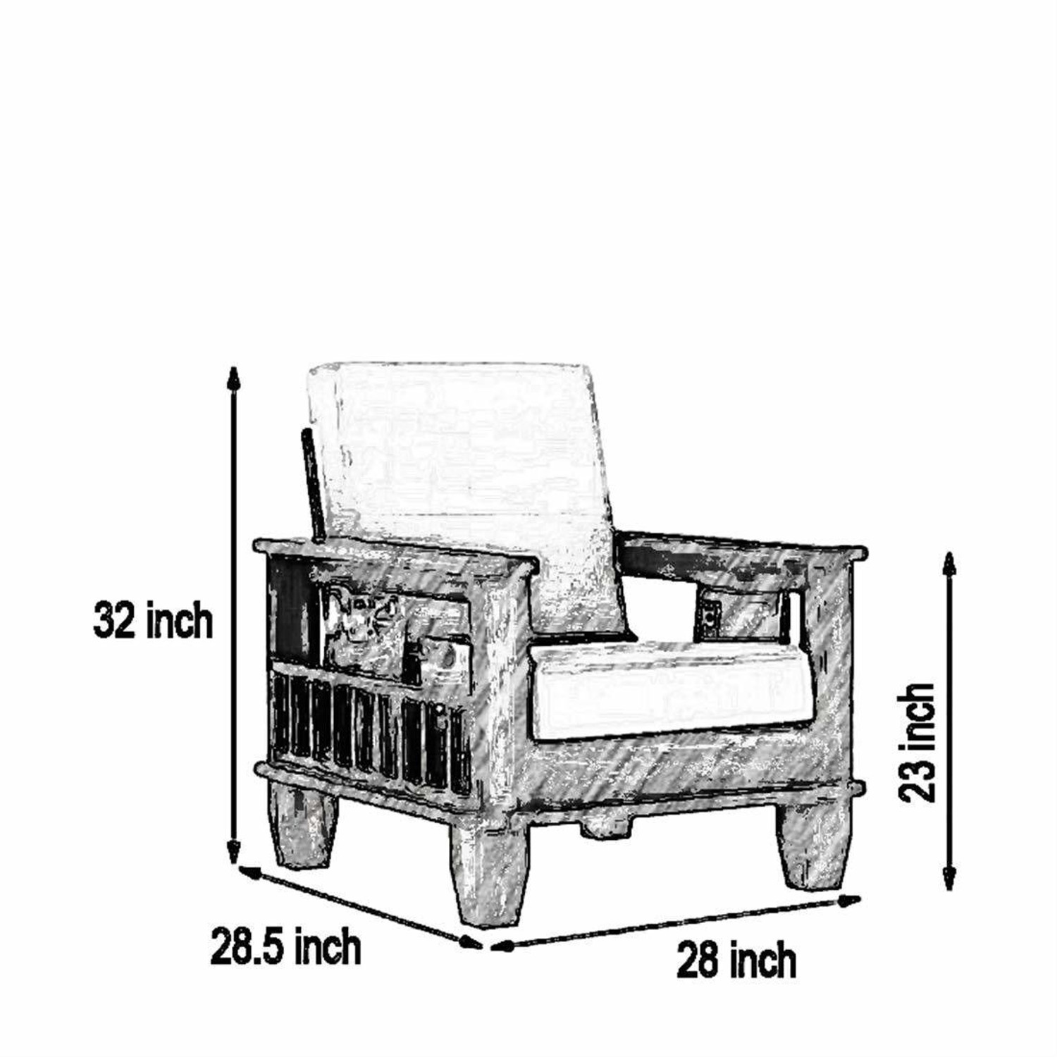 Image of Kendalwood Furniture Solid Wood 6 Seater Wooden Sofa set for living Room Furniture Fabric 3 + 2 + 1 Sofa Set