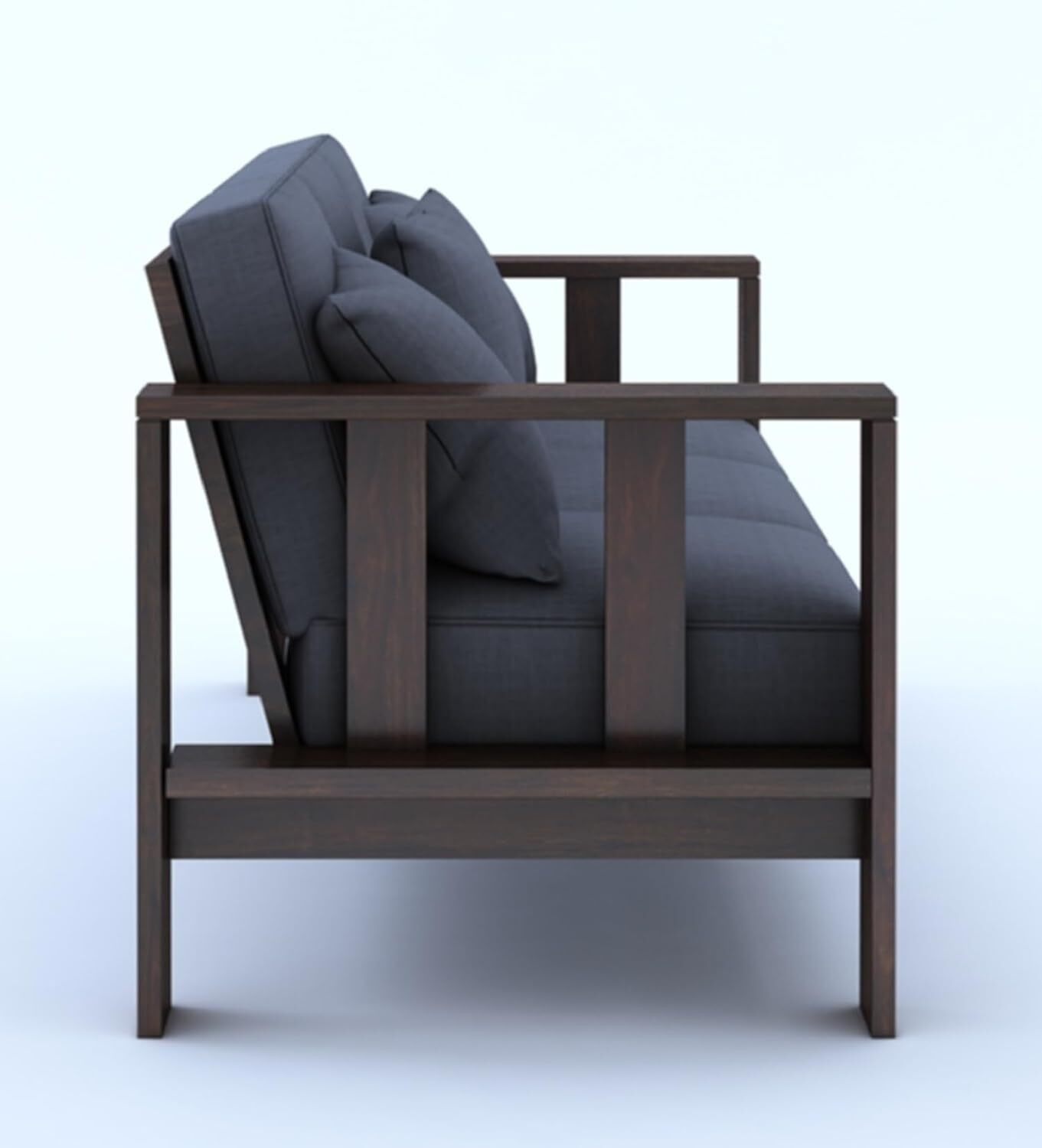 Image of HDWOOD Solid Sheesham Wood For Living Room / Office / Guest Room Fabric 3 + 2 + 1 Sofa Set