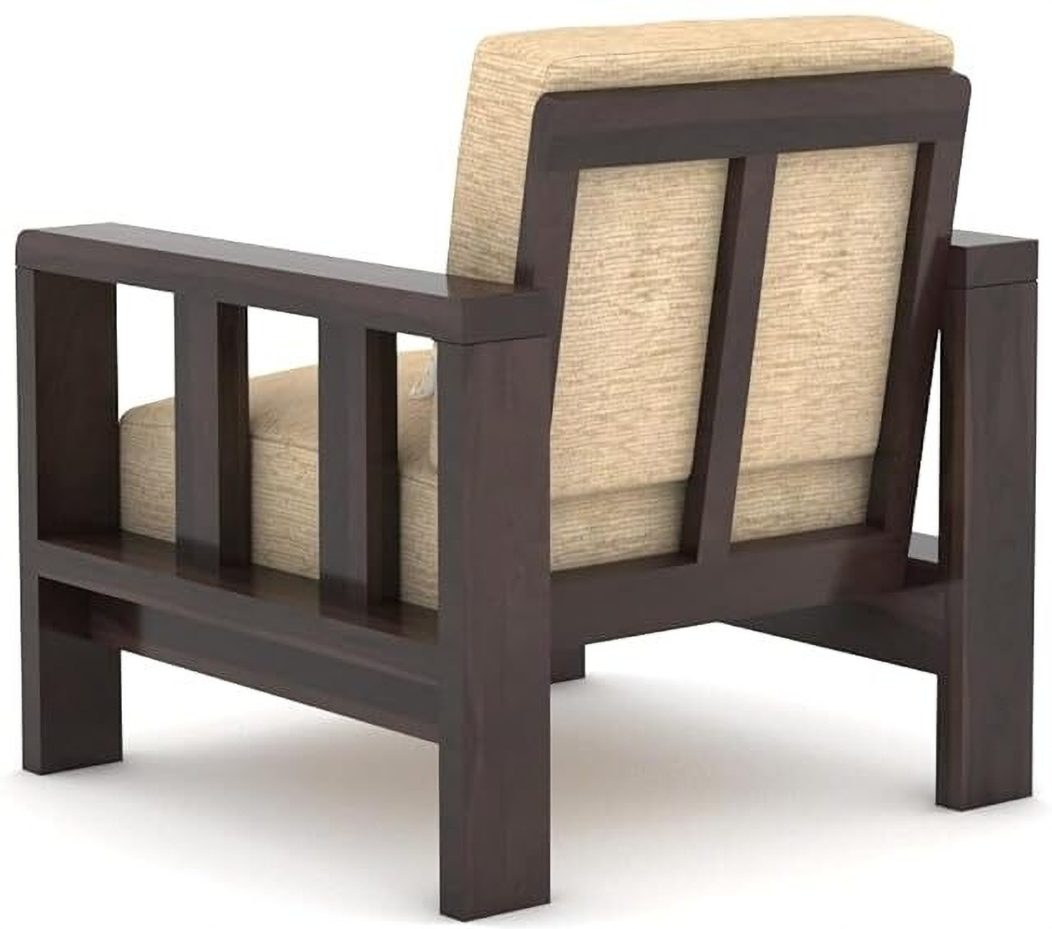 Image of HDWOOD Solid Sheesham Wood For Living Room / Office / Guest Room Fabric 3 + 1 + 1 Sofa Set