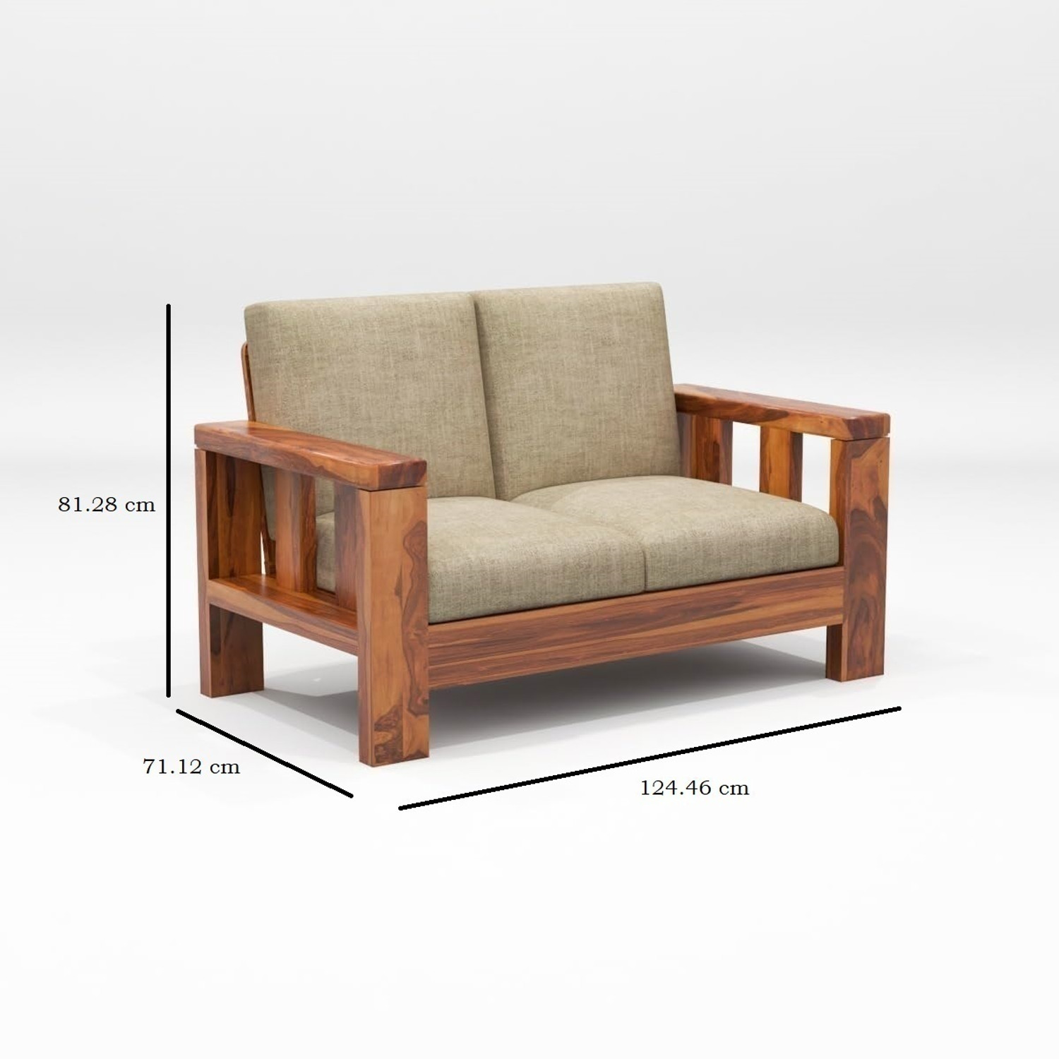 Image of HDWOOD Solid Sheesham Wood For Living Room / Office / Guest Room Fabric 3 + 2 + 2 Sofa Set