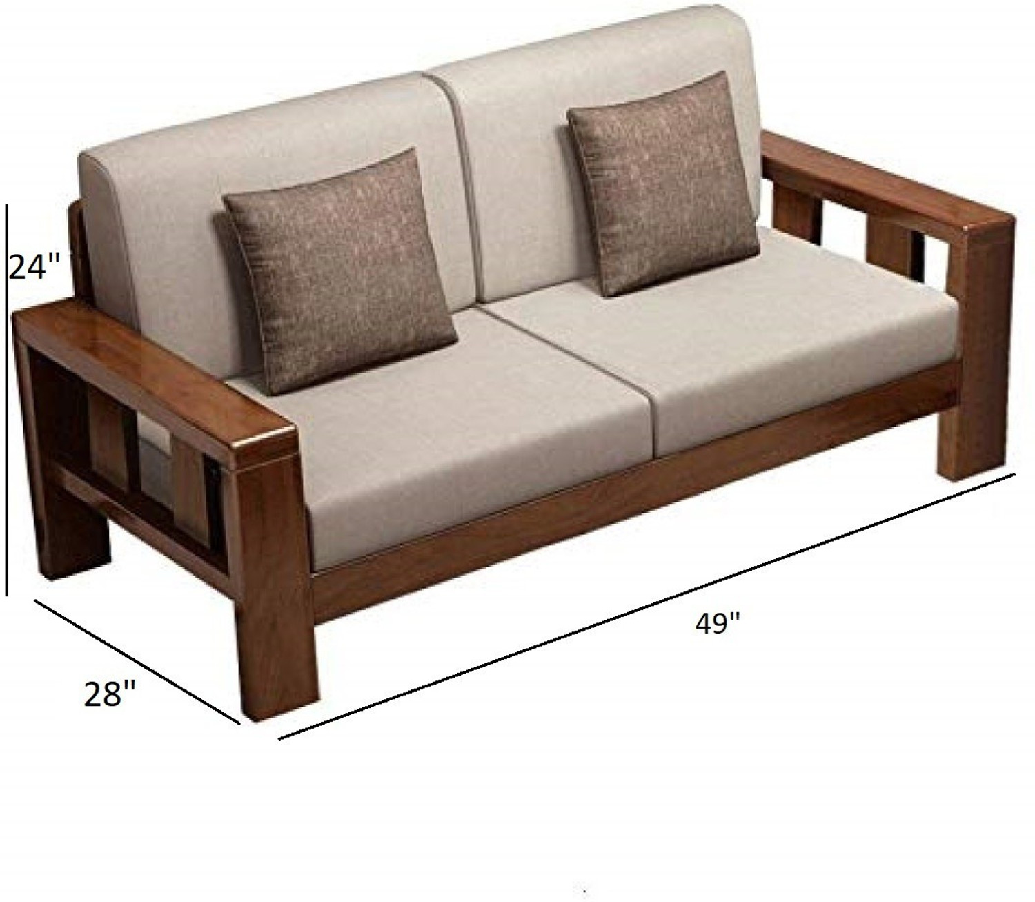 Image of HDWOOD Solid Sheesham Wood For Living Room / Office / Hotel / Cafe Fabric 3 + 2 + 1 Sofa Set