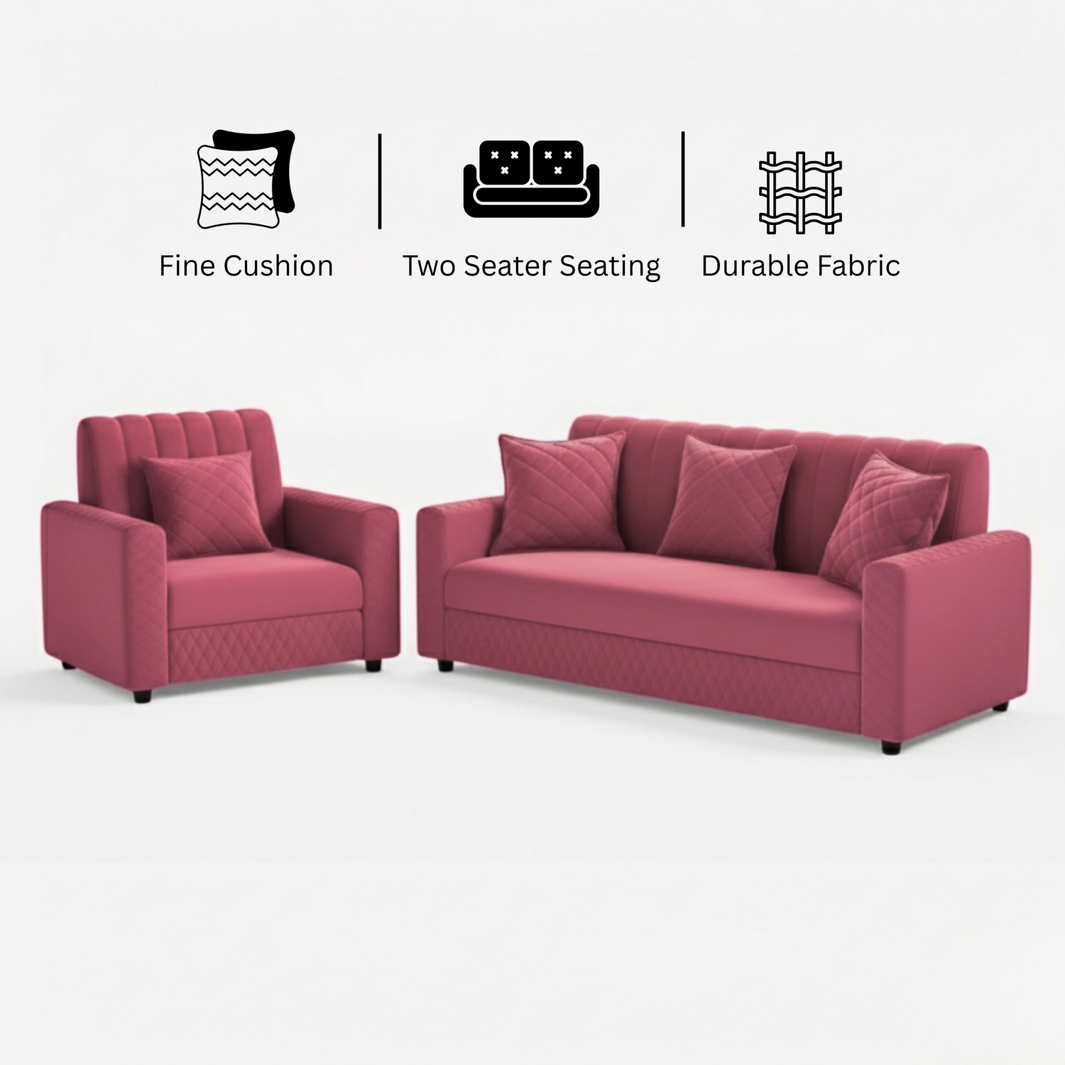 Image of WAKESURE Premium Quality Velvet Fabric 3 + 1 + 1 Sofa Set