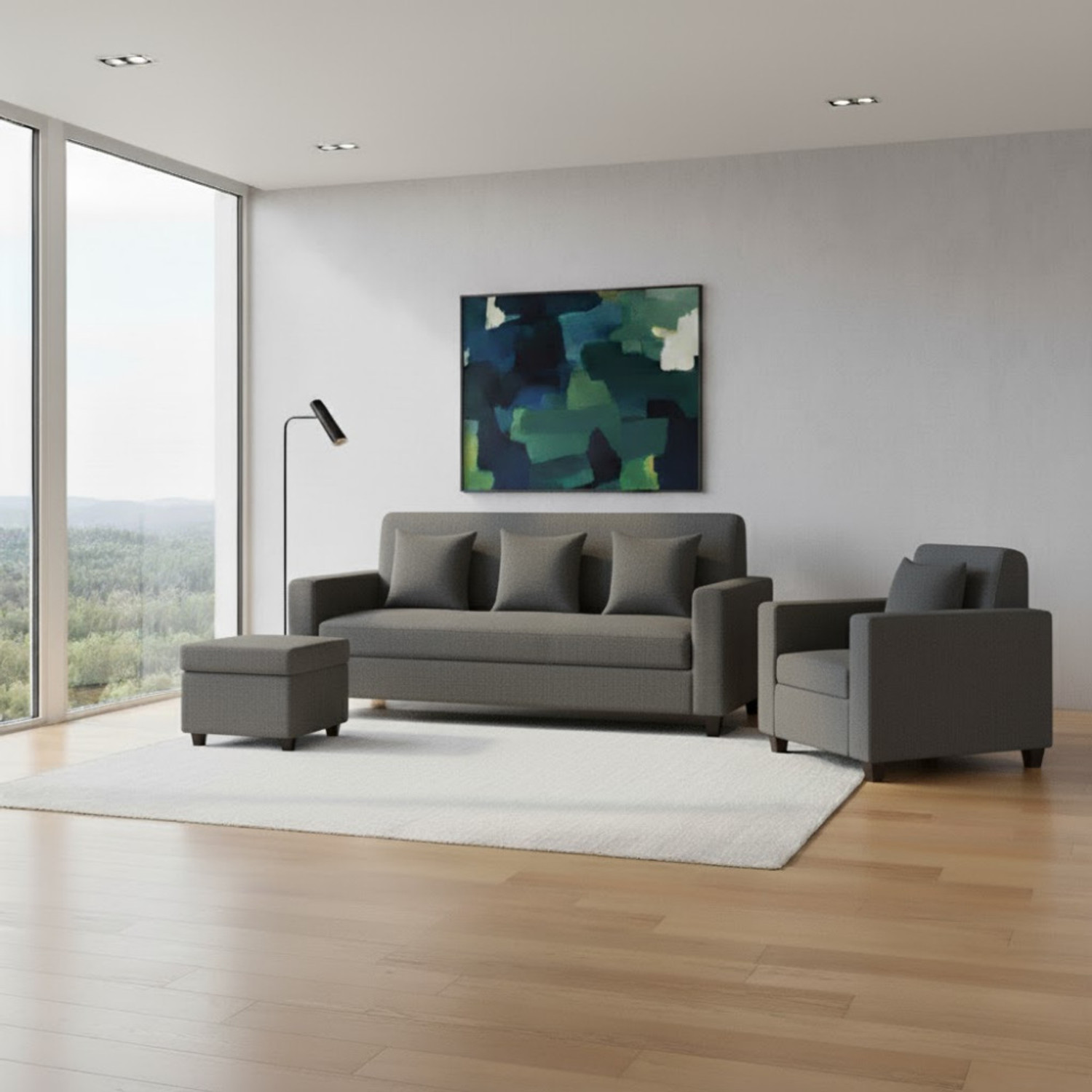 Image of WAKESURE Fabric 3 + 1 + 1 Sofa Set