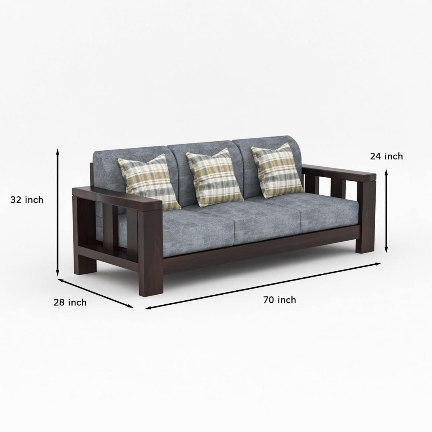 Image of NATRAJ ART & CRAFT Sheesham Wood 5 Seater Sofa Set for Home & Office Fabric 3 + 1 + 1 Sofa Set (Walnut Finish, DIY(Do-It-Yourself))