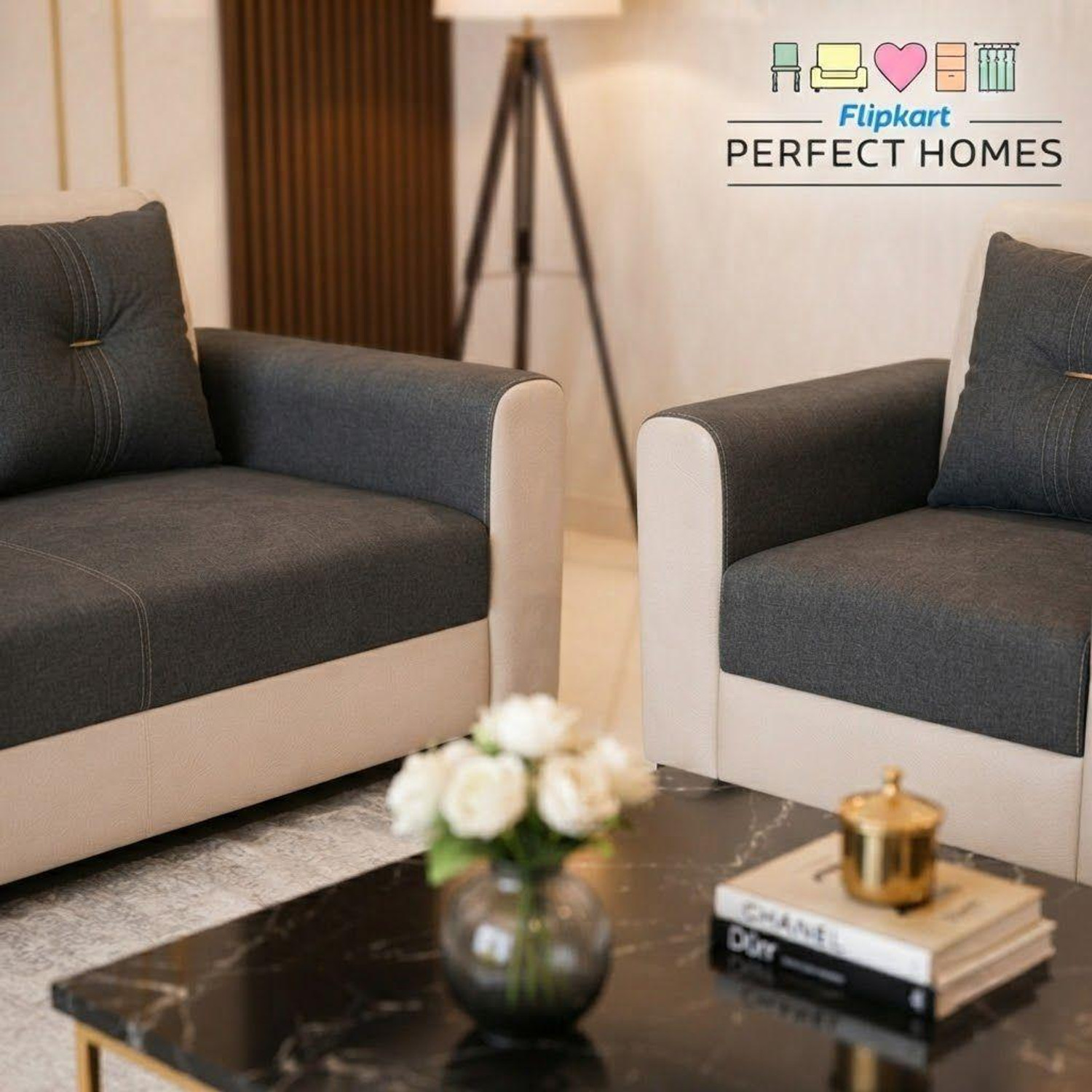 Image of Flipkart Perfect Homes Aroha Premium Fabric 3 + 2 Sofa Set
