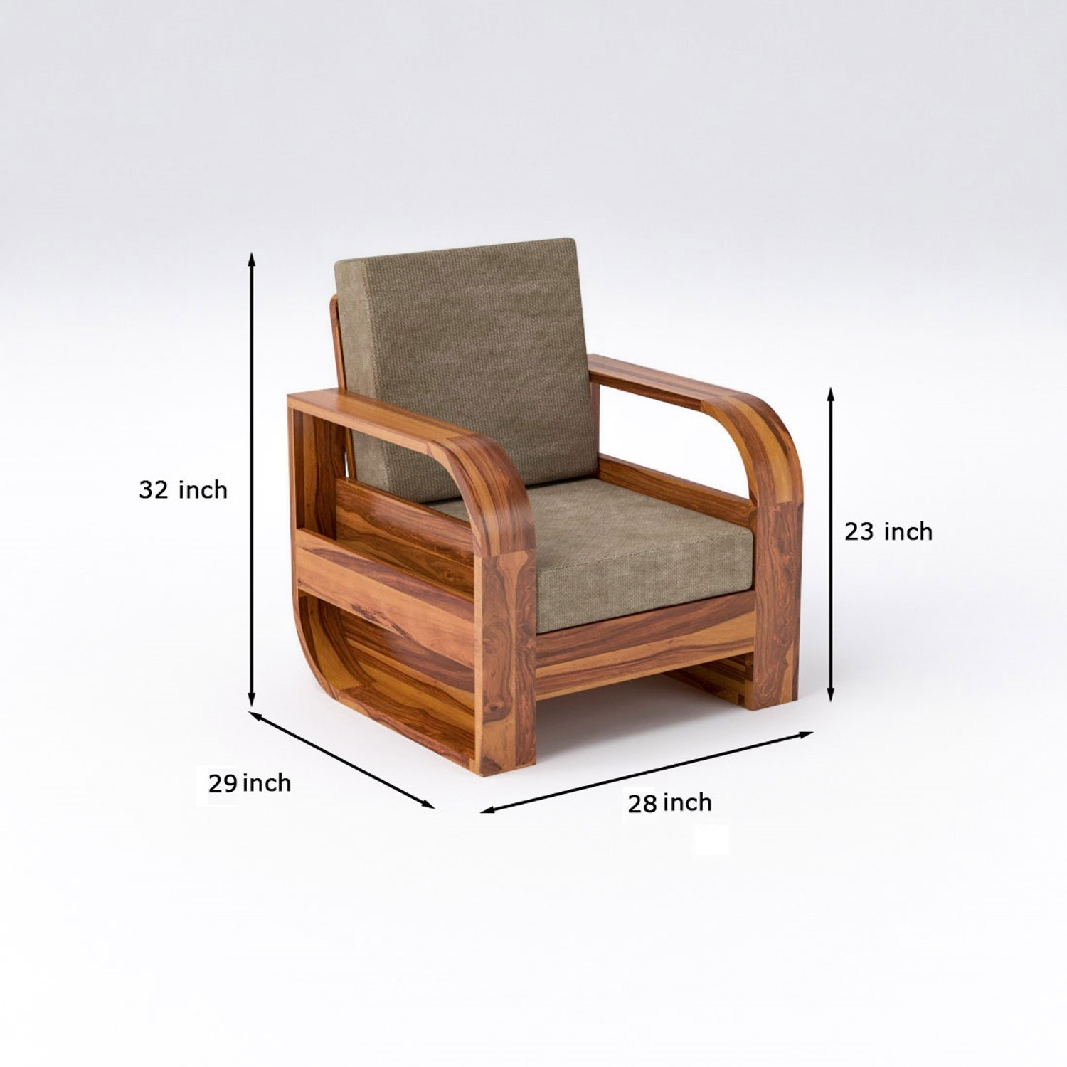 Image of Douceur Furnitures Solid Sheesham Wood Five Seater Sofa Set For Living Room, Office, Cafe, Fabric 3 + 1 + 1 Sofa Set
