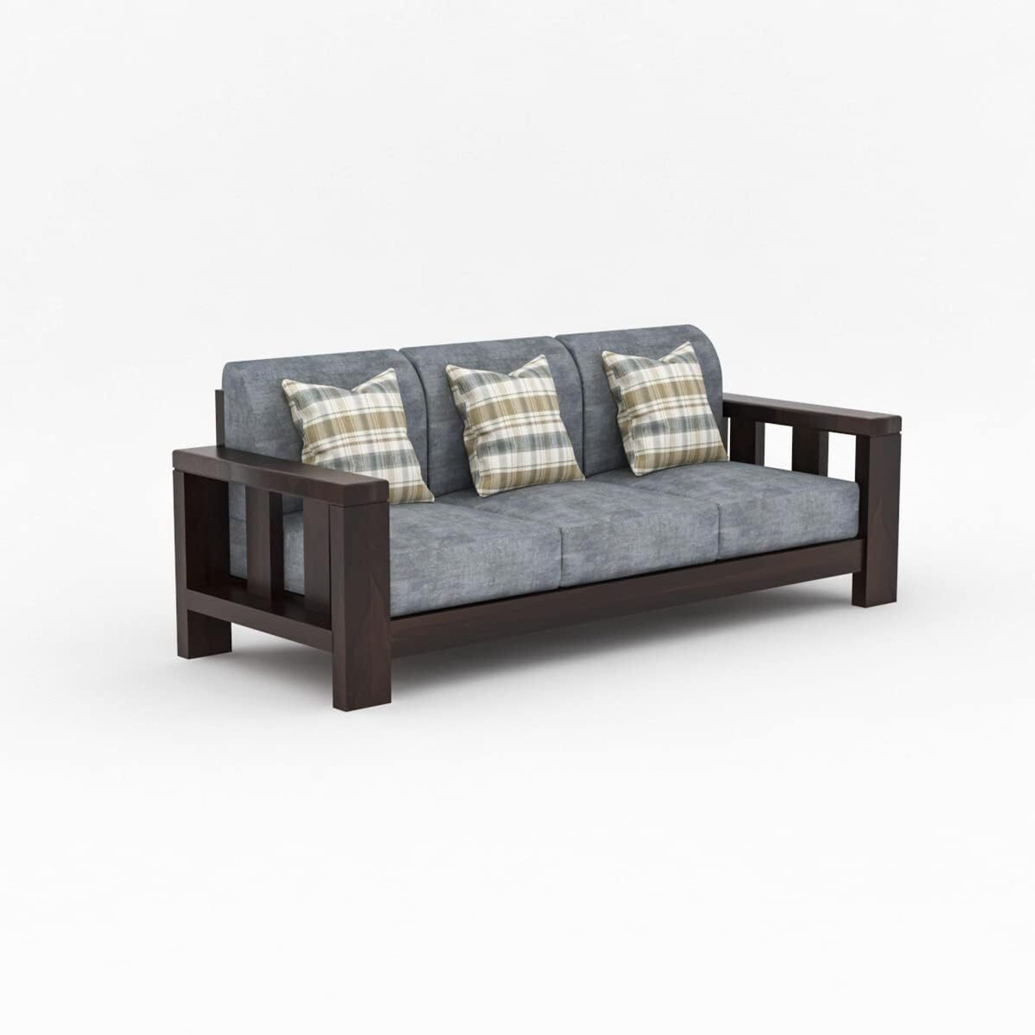 Image of NATRAJ ART & CRAFT Sheesham Wood 5 Seater Sofa Set for Home & Office Fabric 3 + 1 + 1 Sofa Set (Walnut Finish, DIY(Do-It-Yourself))
