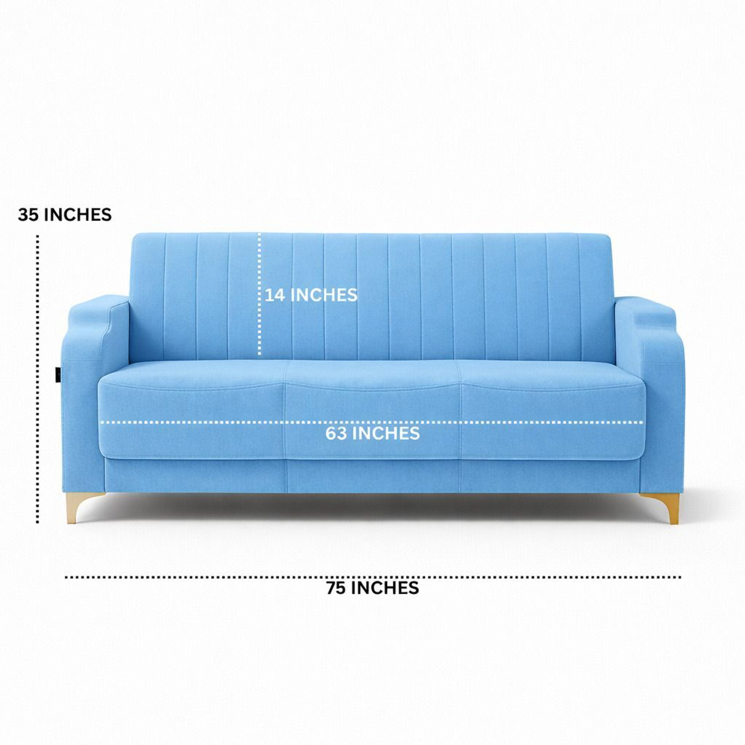 Image of BambooBay Stark 3+1 Sofa Set - Sky Blue Fabric 3 + 1 Sofa Set