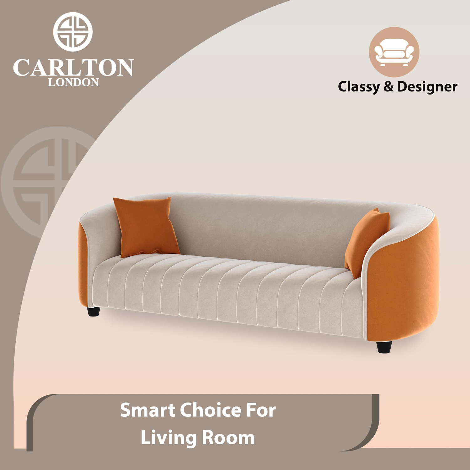 Image of CARLTON LONDON Carlton London Fabric 3 Seater Sofa