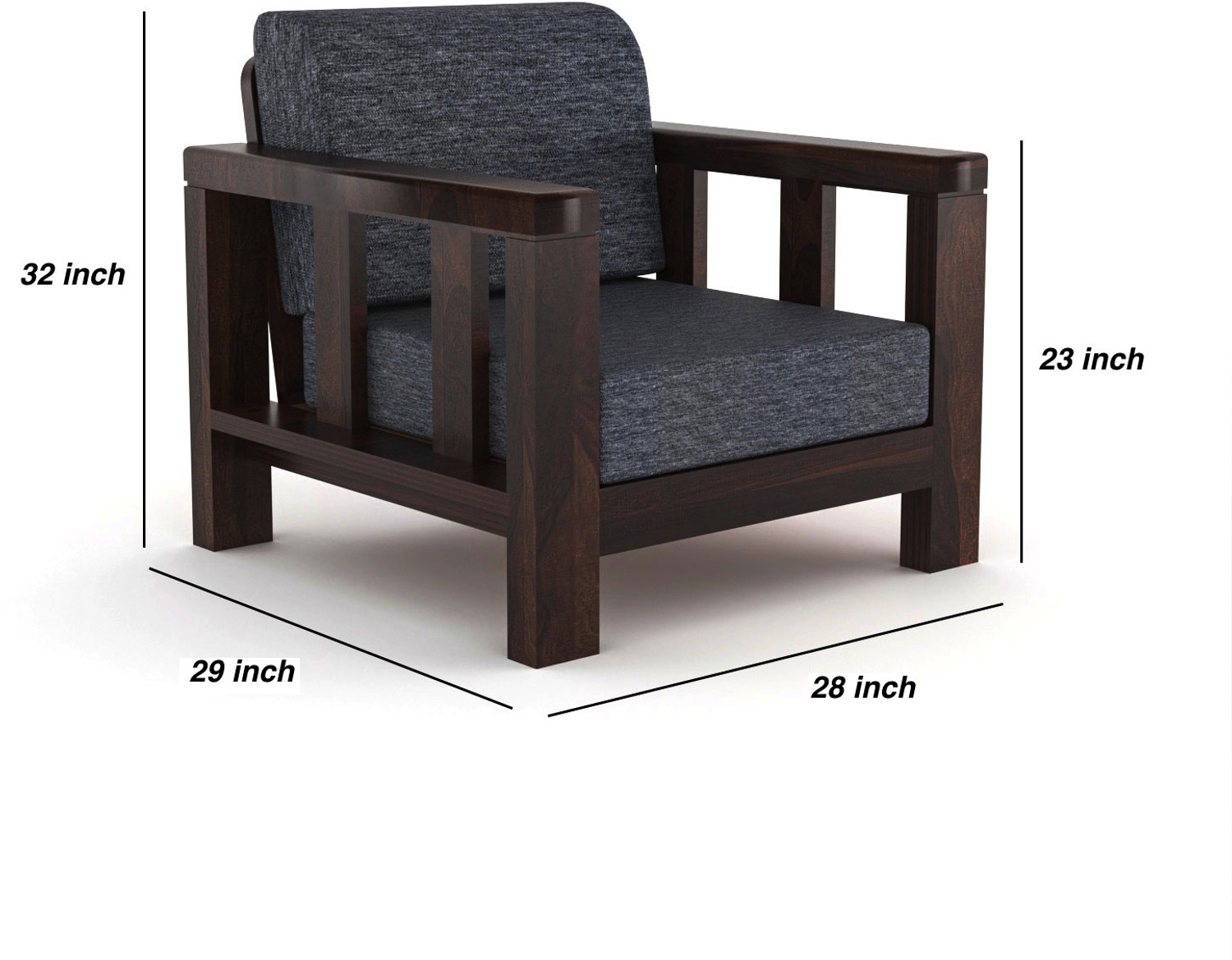 Image of Taskwood Furniture Solid Sheesham Wooden For Living Room, Cafe Fabric 3 + 1 + 1 Sofa Set