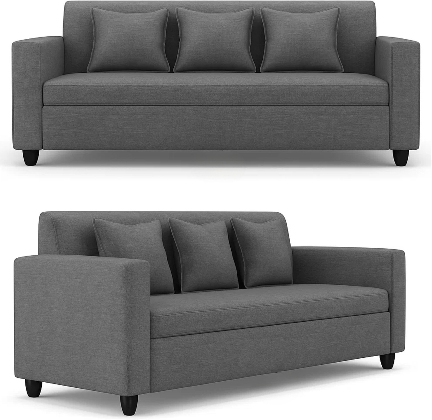Image of WAKESURE Premium Quality 3 Seater With Ottoman Jute Fabric 3 + 1 Sofa Set