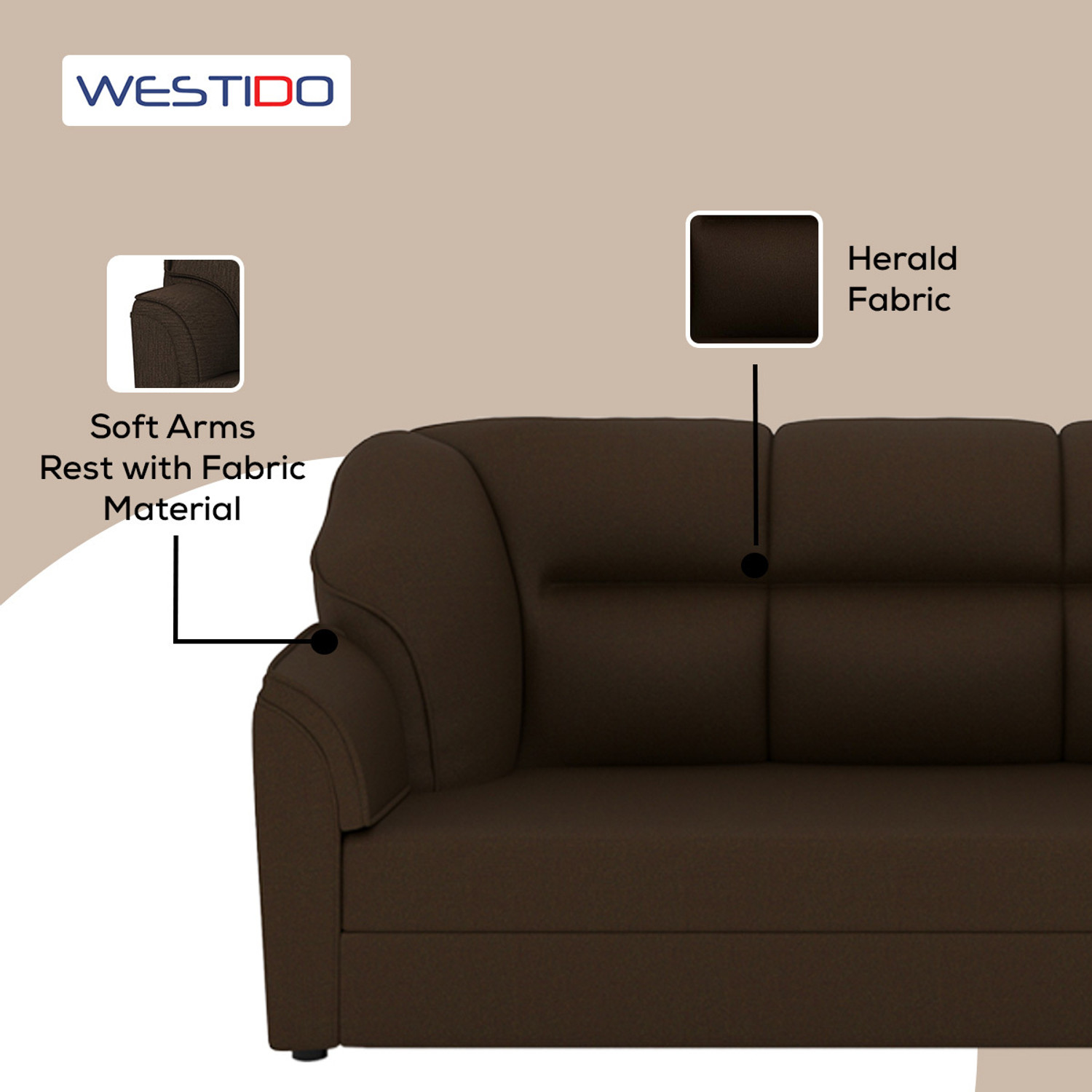 Image of WESTIDO Herald Fabric 3 + 1 + 1 Sofa Set