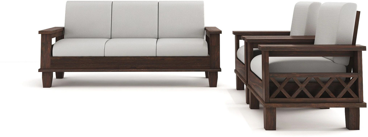 Image of Flipkart Perfect Homes solid Wood Sofa Set /Wooden Sofa Set For Home Fabric 3 + 1 + 1 Sofa Set (PROVINATION TEAK FINISH X, DIY(Do-It-Yourself))