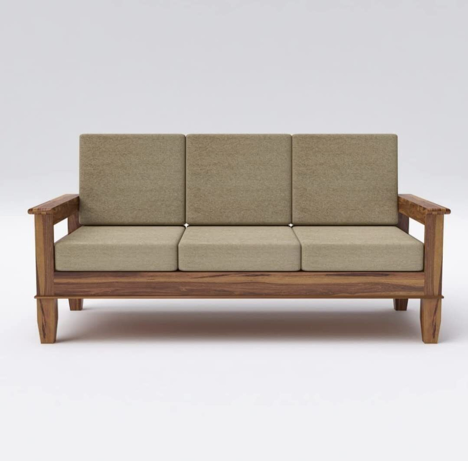 Image of Devsignature 3+1+1 Solid Wood 5 Seater Sofa Set For Living Room /Wooden Sofa Set For Home Solid Wood 3 + 1 + 1 Sofa Set
