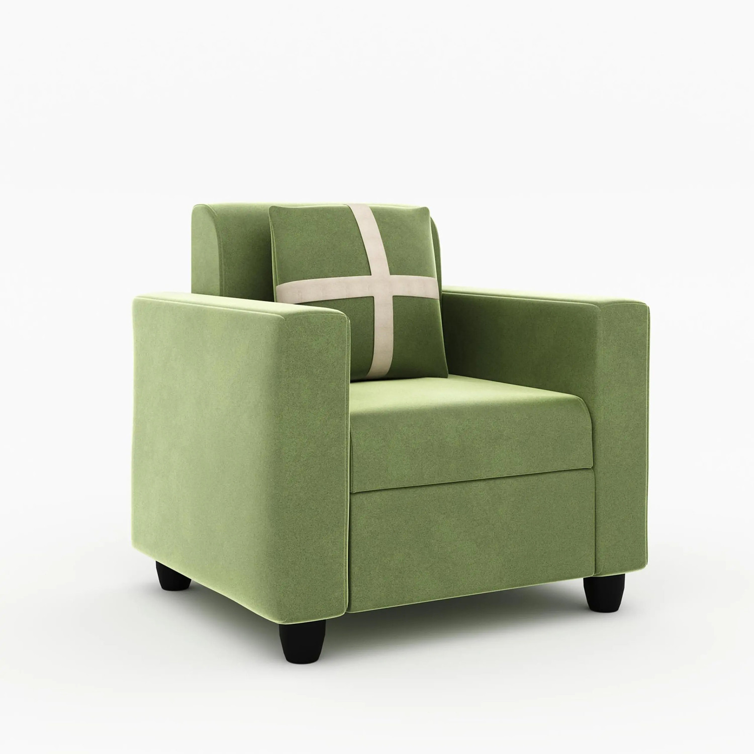 Image of LIVEWELL Premium Quality Velvet Fabric 3 + 1 + 1 Sofa Set