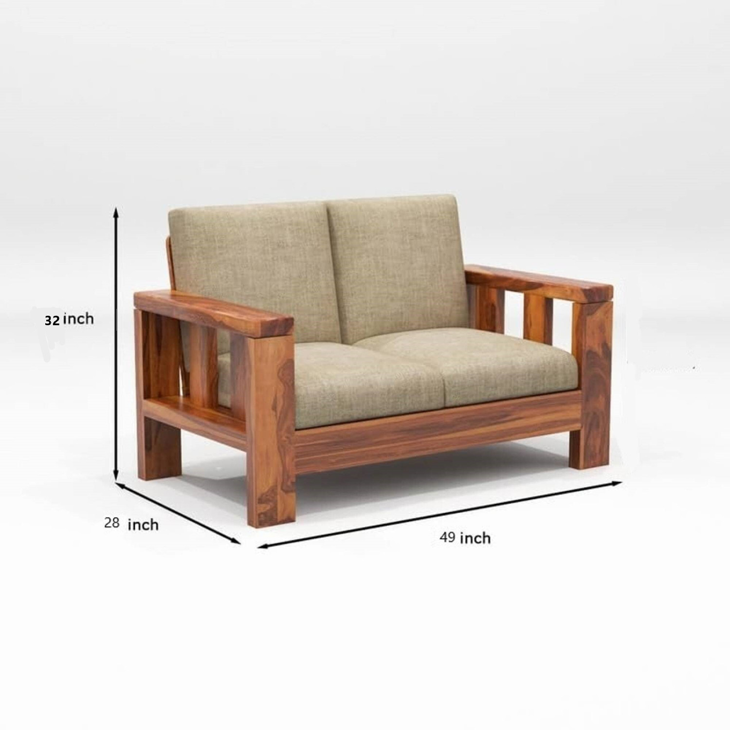 Image of HDWOOD Solid Sheesham Wood For Living Room / Office / Guest Room | Fabric 3 + 2 + 1 Sofa Set