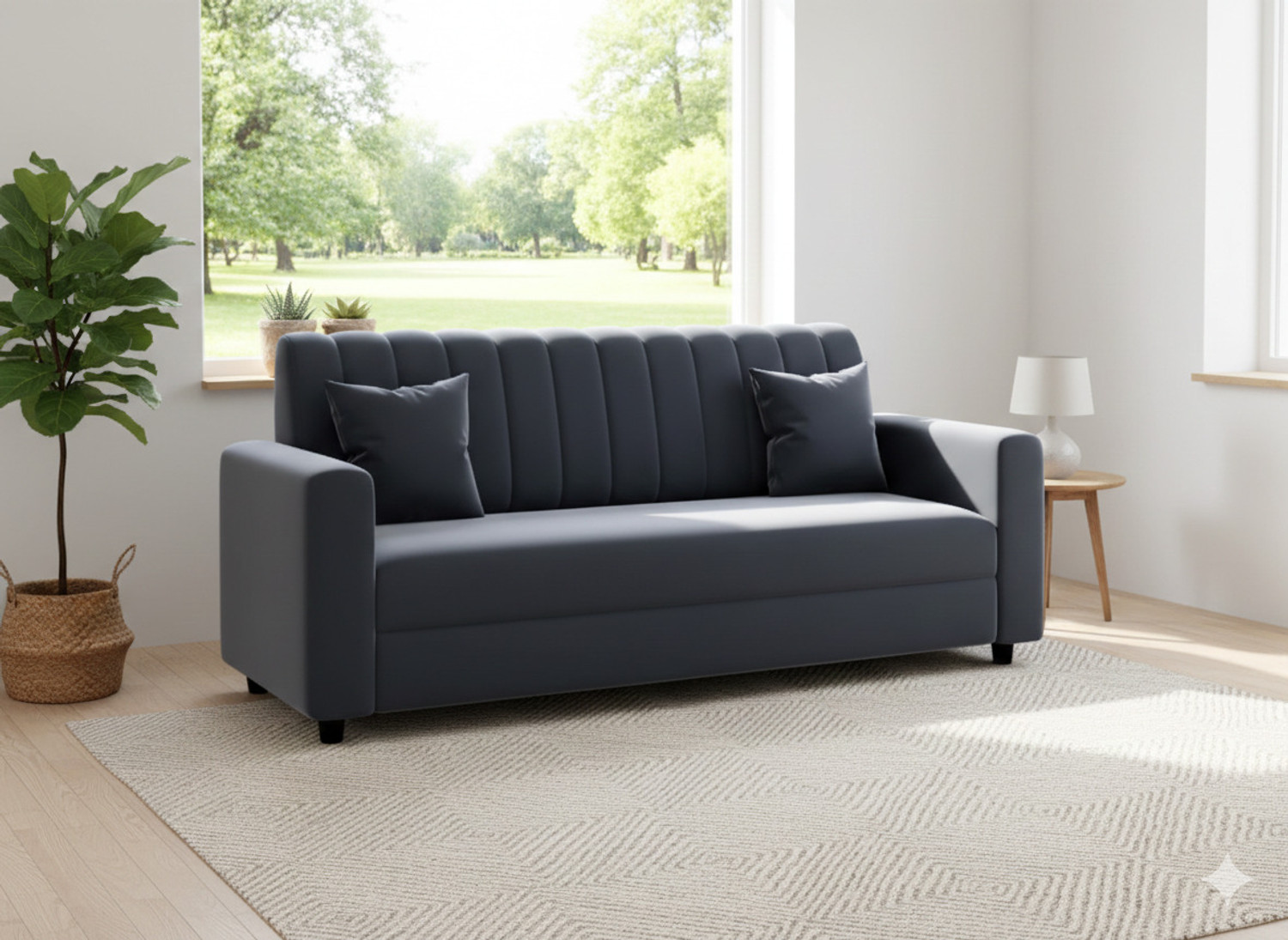Image of FSS sofa gery set 3 seater Solid Wood 2 + 1 Sofa Set