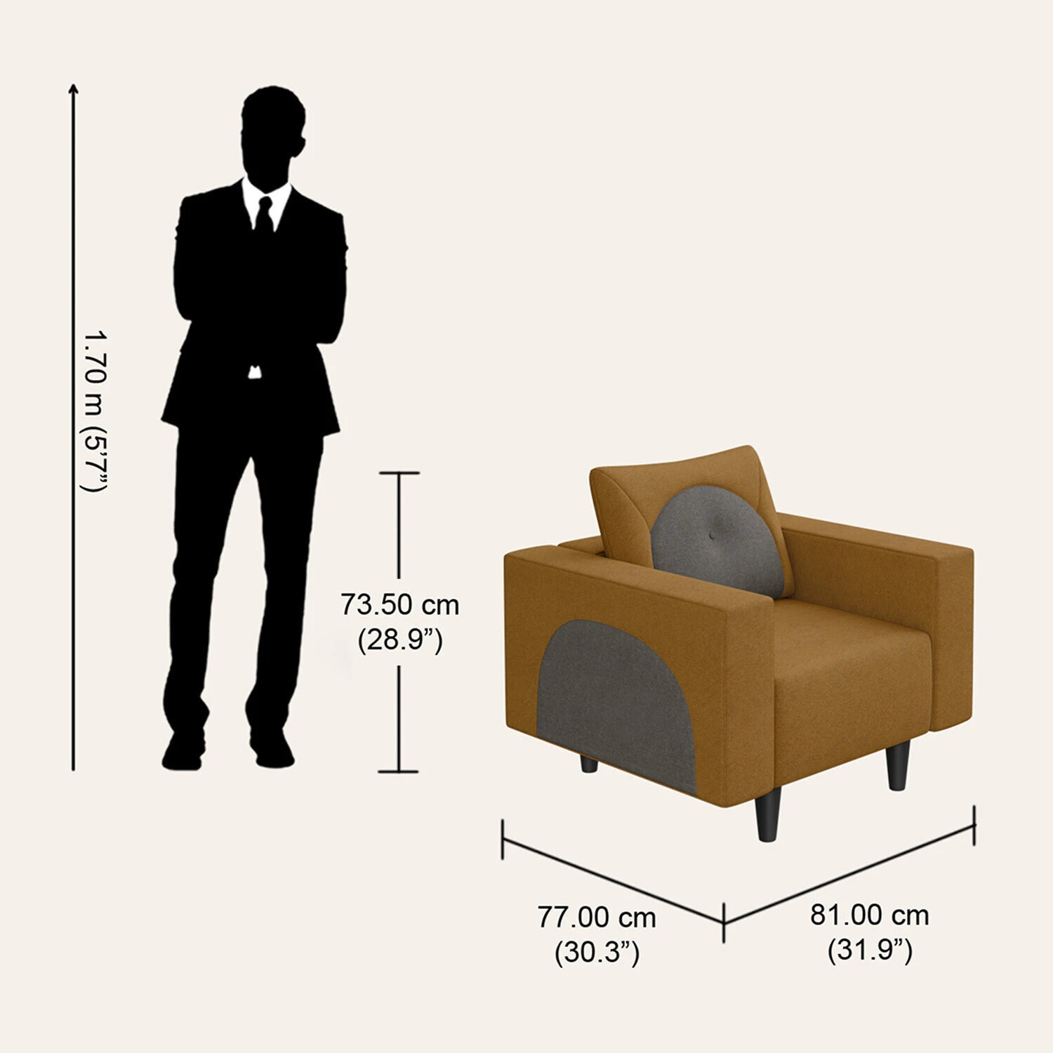 Image of Interio by Godrej Cresco Fabric 3 + 2 + 1 Sofa Set