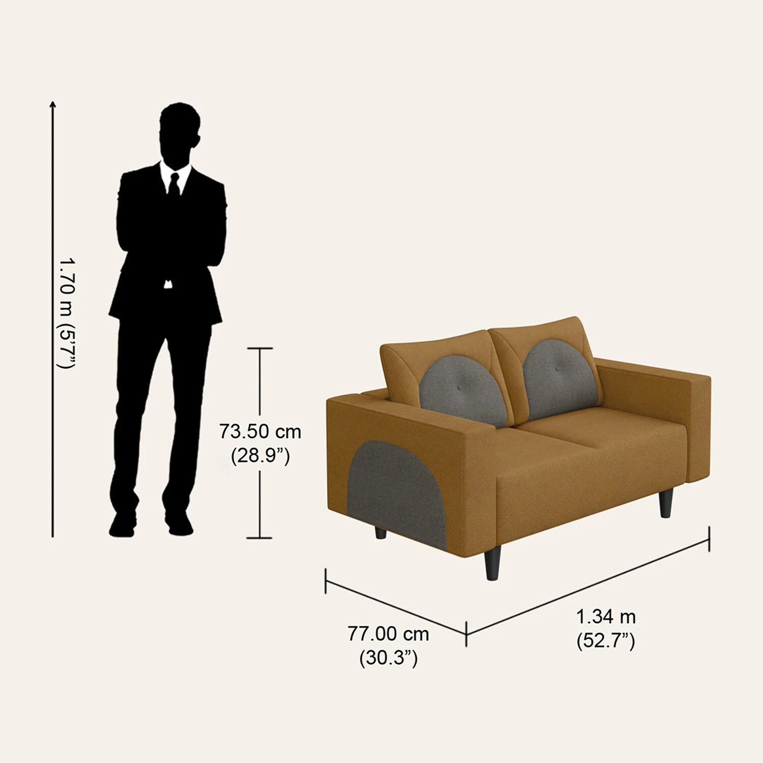Image of Interio by Godrej Cresco Fabric 3 + 2 + 1 Sofa Set