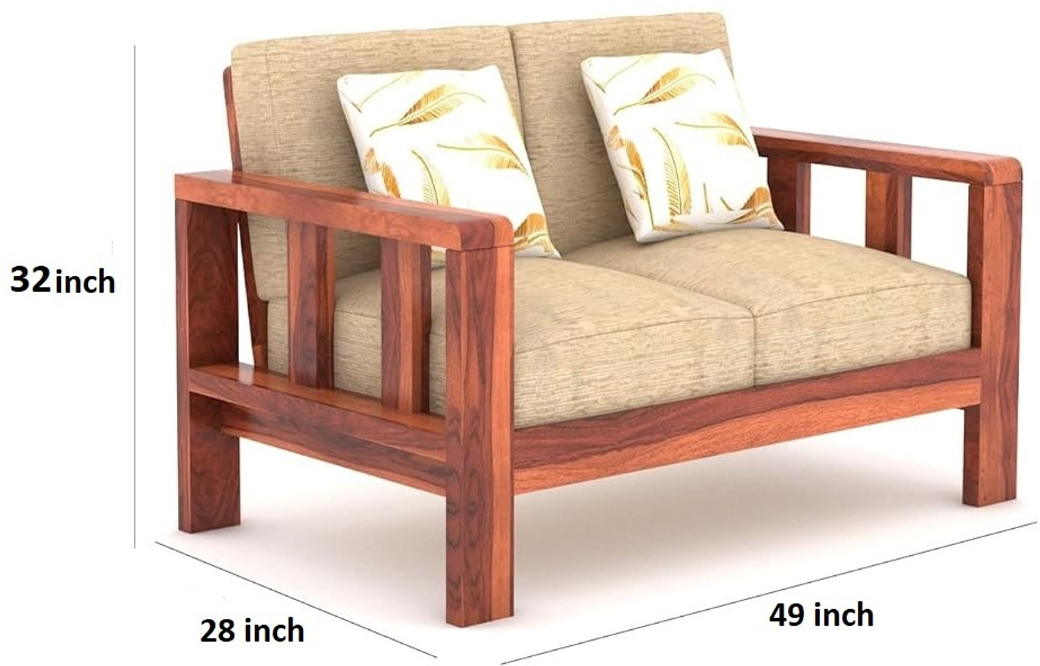 Image of HDWOOD Solid Sheesham Wood For Living Room / Office / Guest Room | Fabric 3 + 2 + 1 Sofa Set