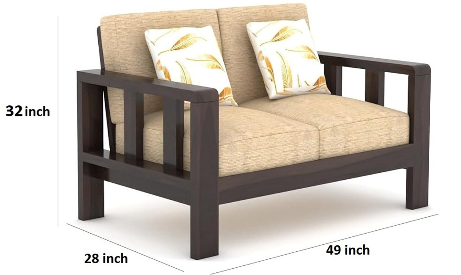 Image of HDWOOD Solid Sheesham Wood Six Seater Sofa Set For Living Room / Office / Guest Room | Fabric 3 + 2 + 1 Sofa Set
