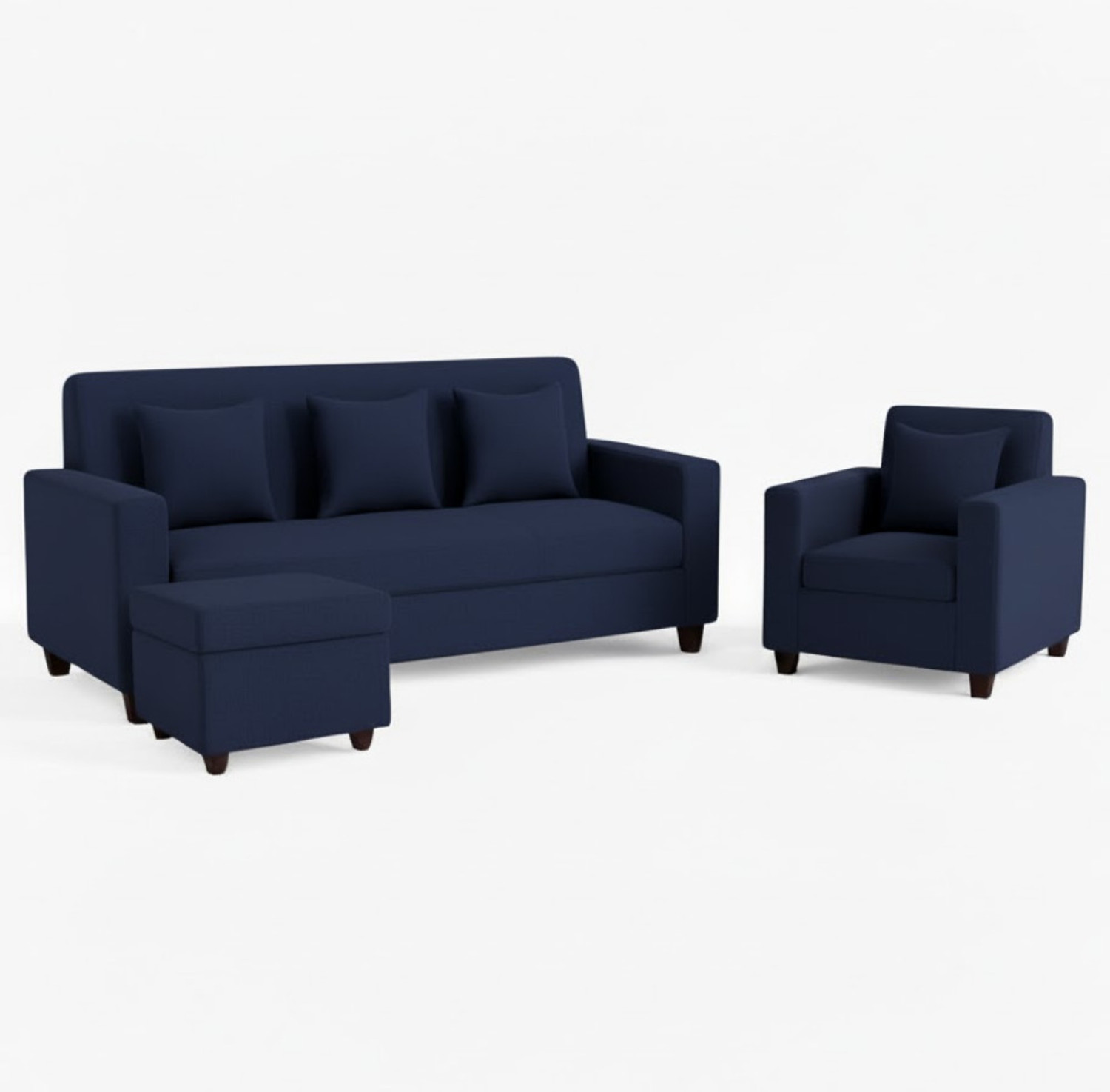 Image of WAKESURE Premium Quality (3 Seater + 1 Seater ) With Ottoman Jute Fabric 3 + 1 + 1 Sofa Set
