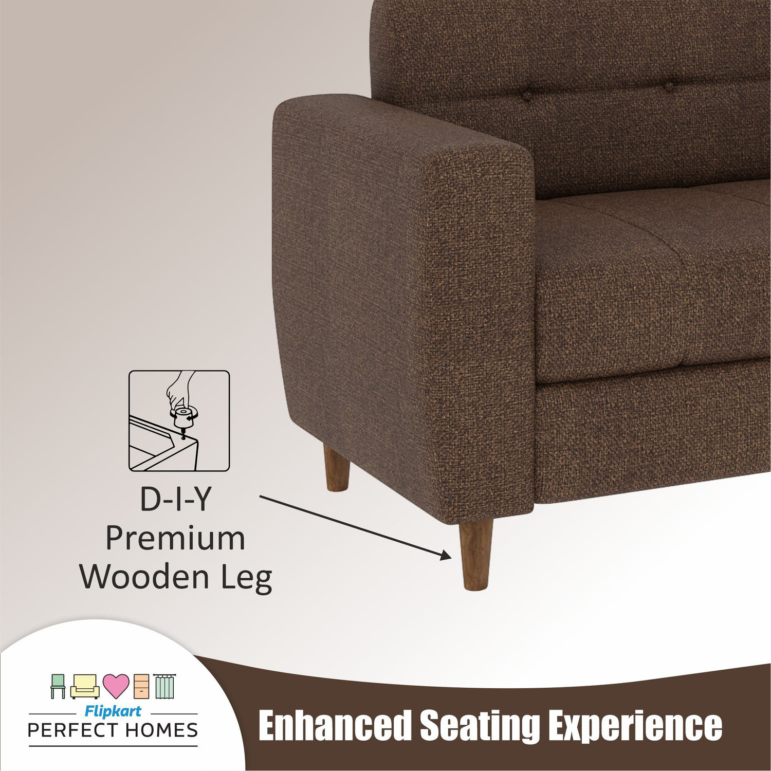 Image of Flipkart Perfect Homes Pacific Fabric 3 Seater Sofa